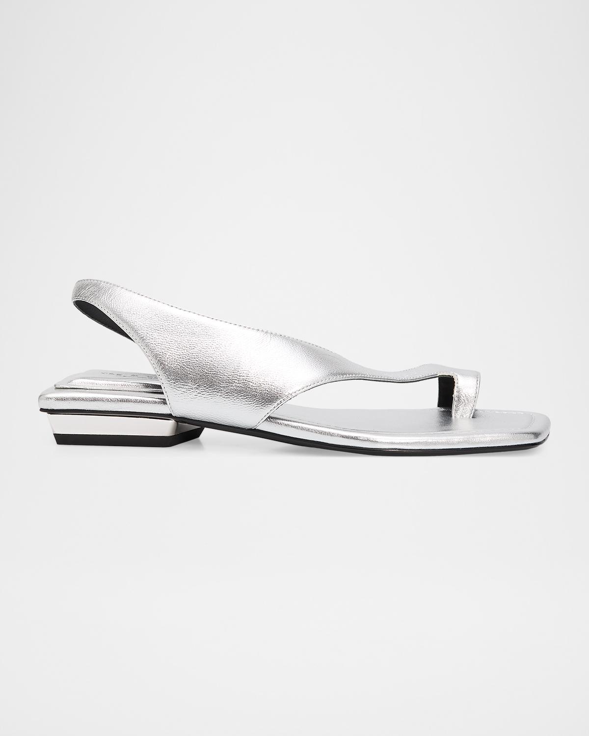 rag & bone Liv Metallic Leather Flat Toe-Ring Sandals