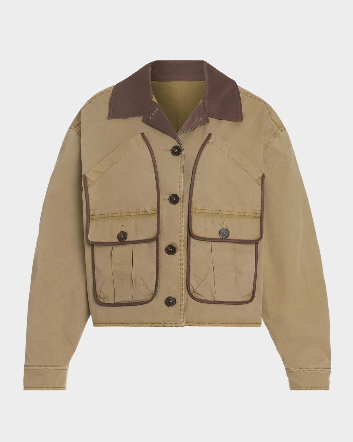 Ramy Brook Izzy Contrast-Trim Cotton Utility Jacket