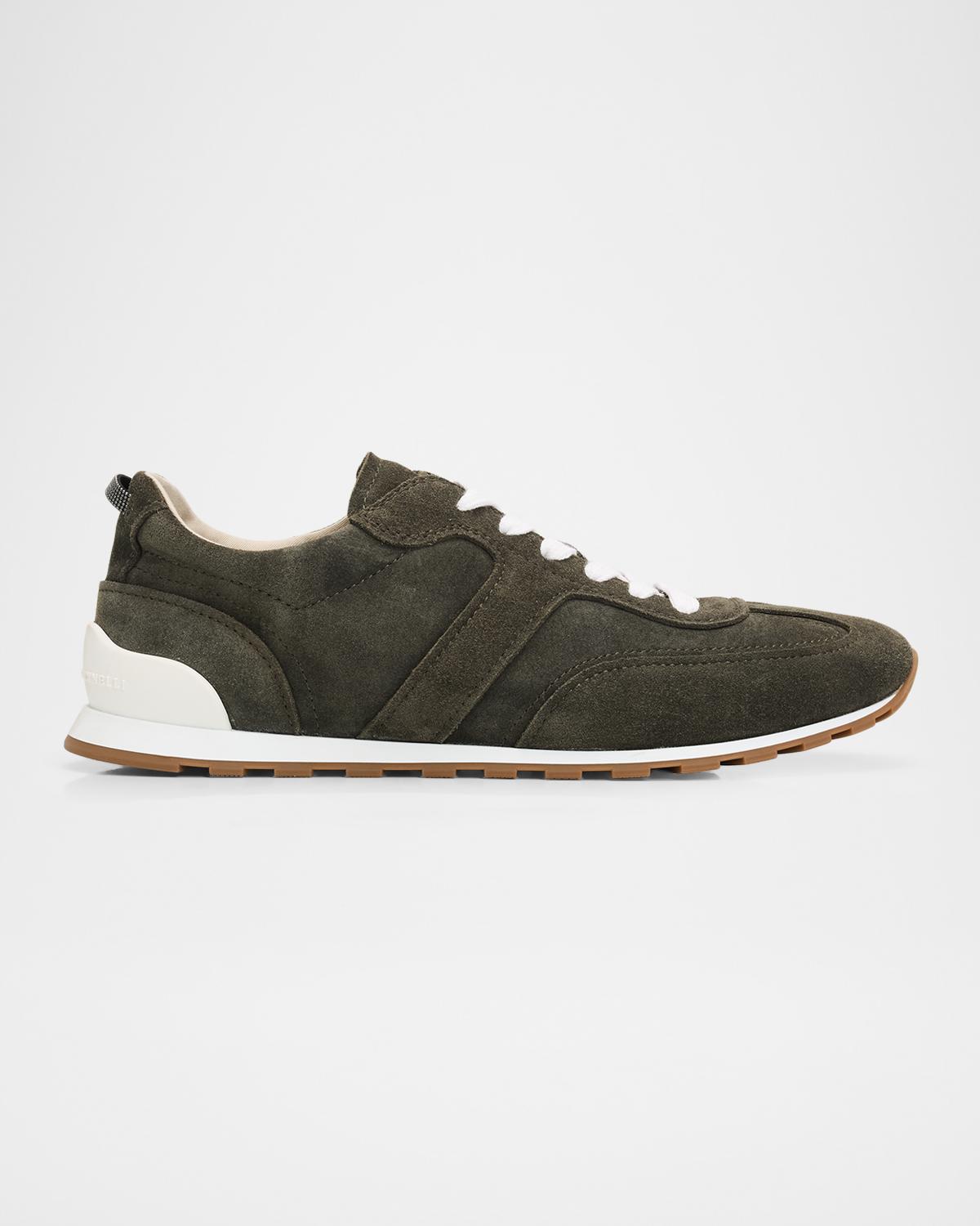 Brunello Cucinelli Suede Low-top Sneakers In Mimet