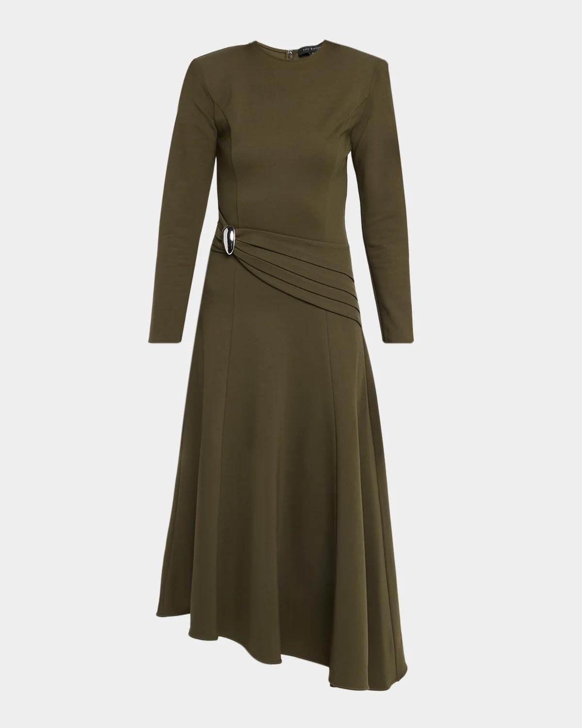 Kate Barton Marque Ann High-low Midi Dress In Green