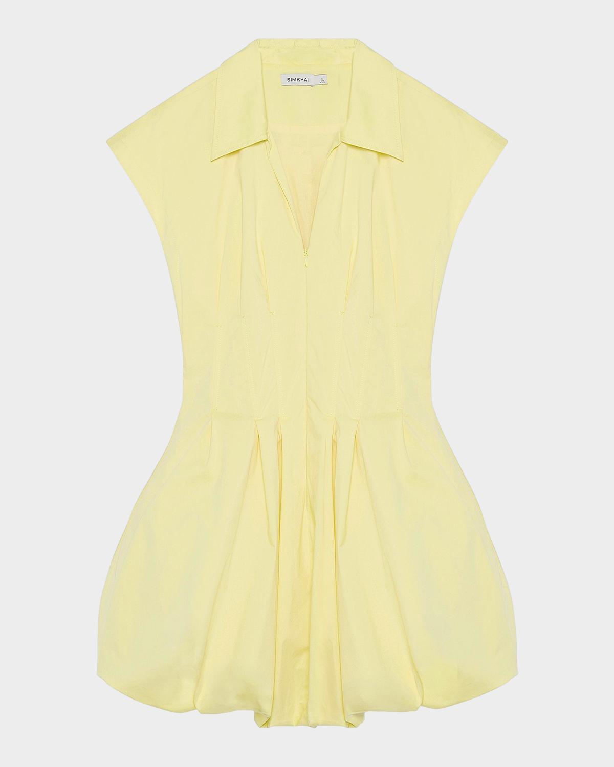 SIMKHAI Lirinne Bubble-Hem Mini Shirtdress