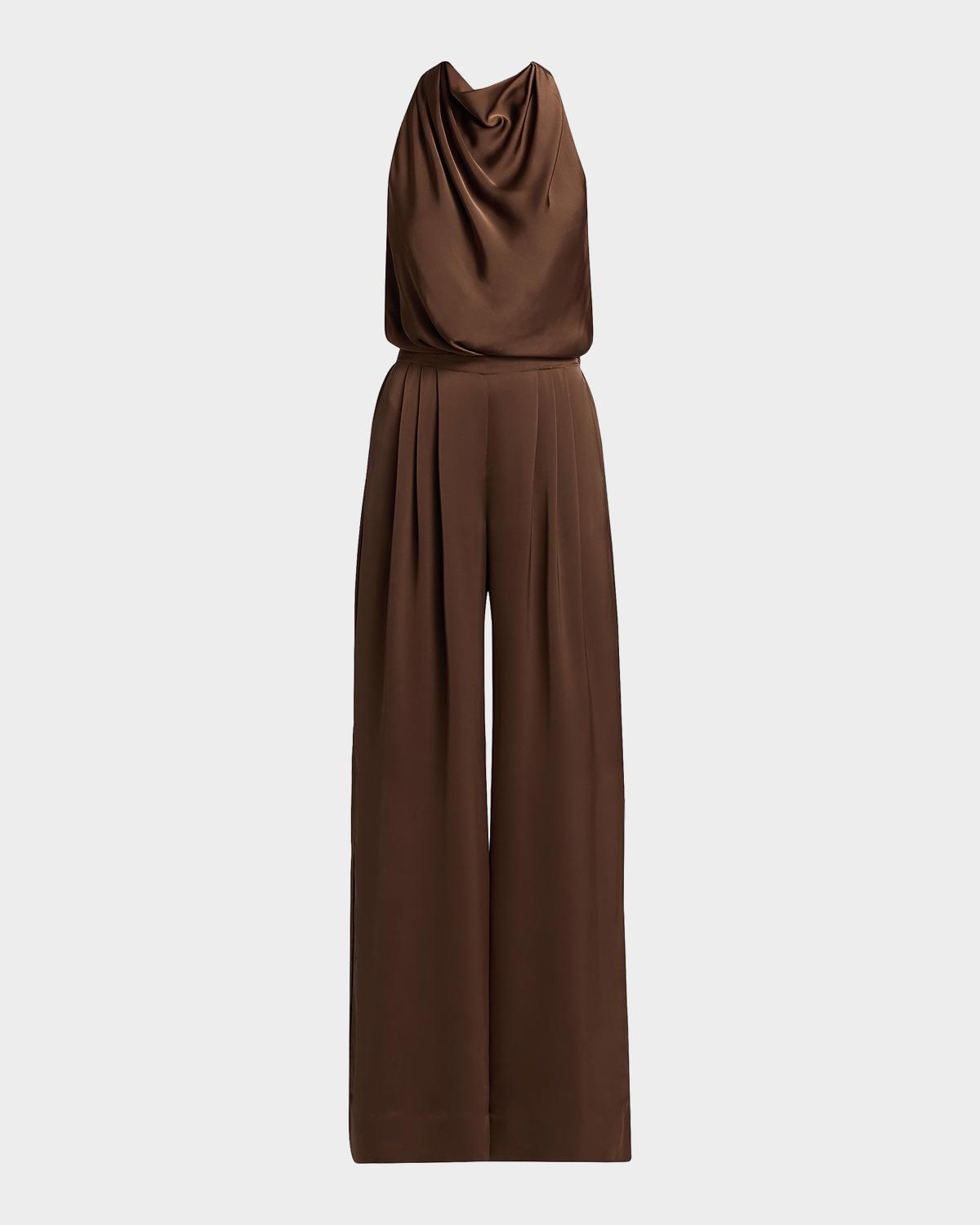 Ramy Brook Zahara Satin Wide-Leg Jumpsuit