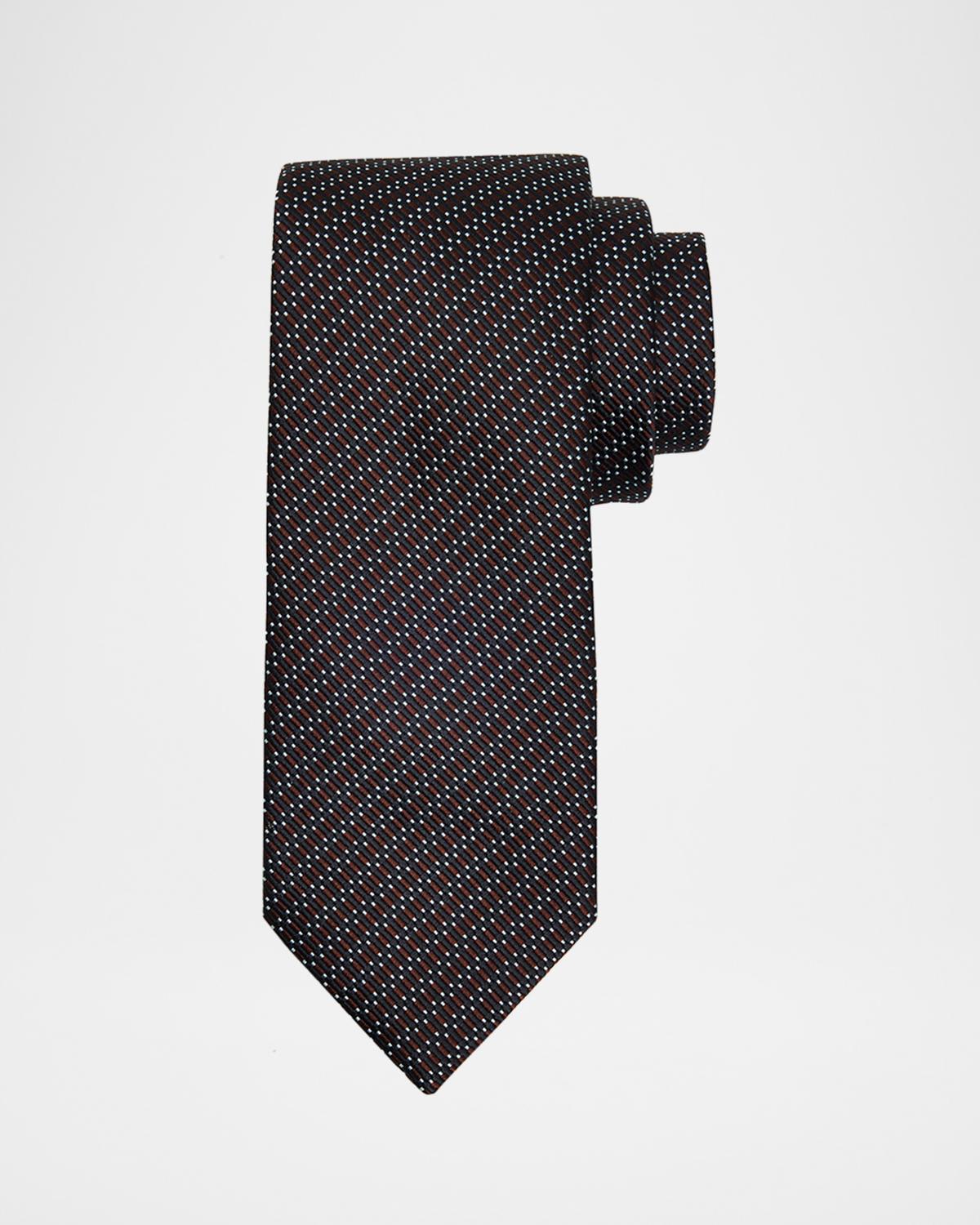 Brioni Men's Silk and Cotton Micro Jacquard Tie