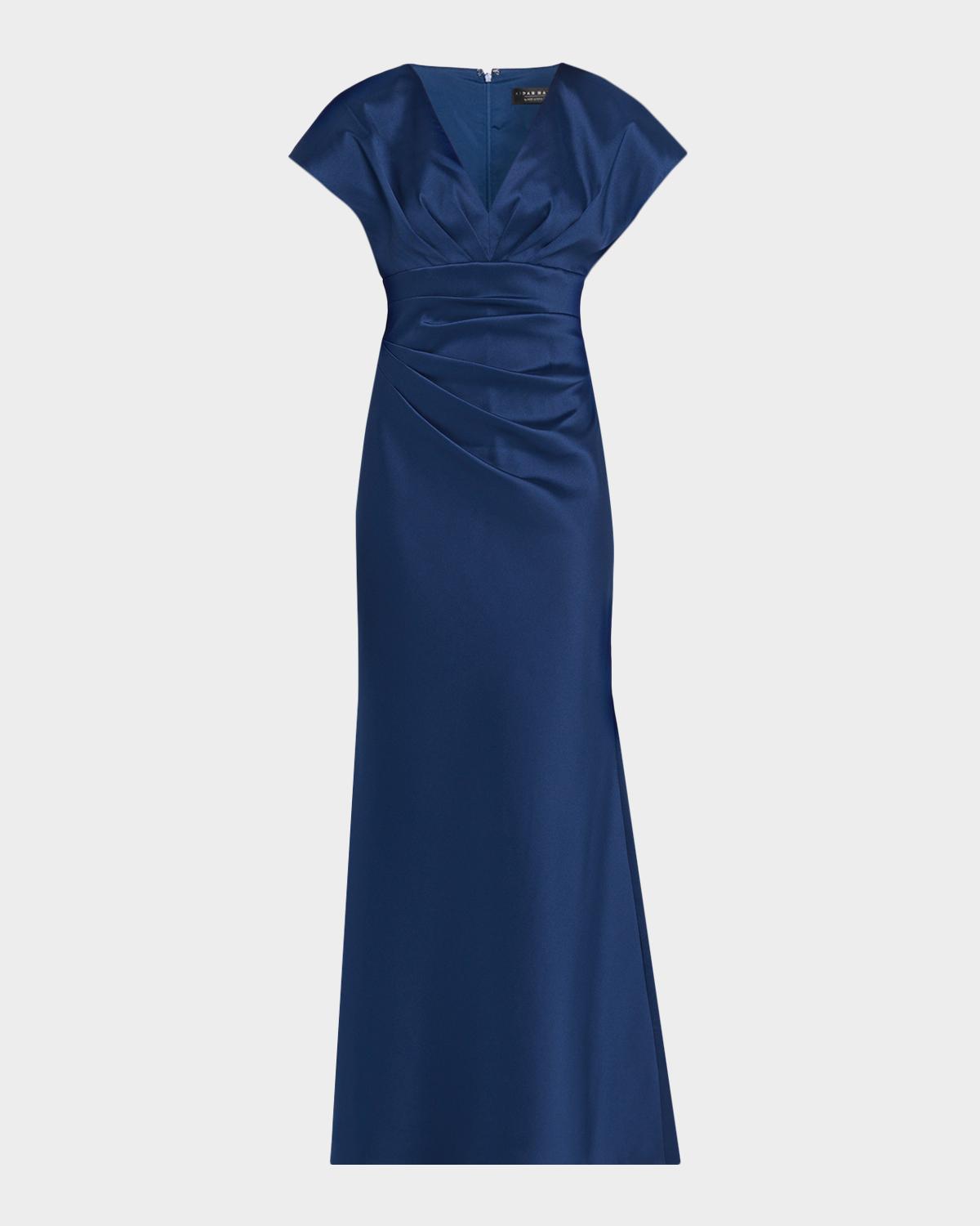 Aidan Mattox Pleated Stretch Mikado Mermaid Gown