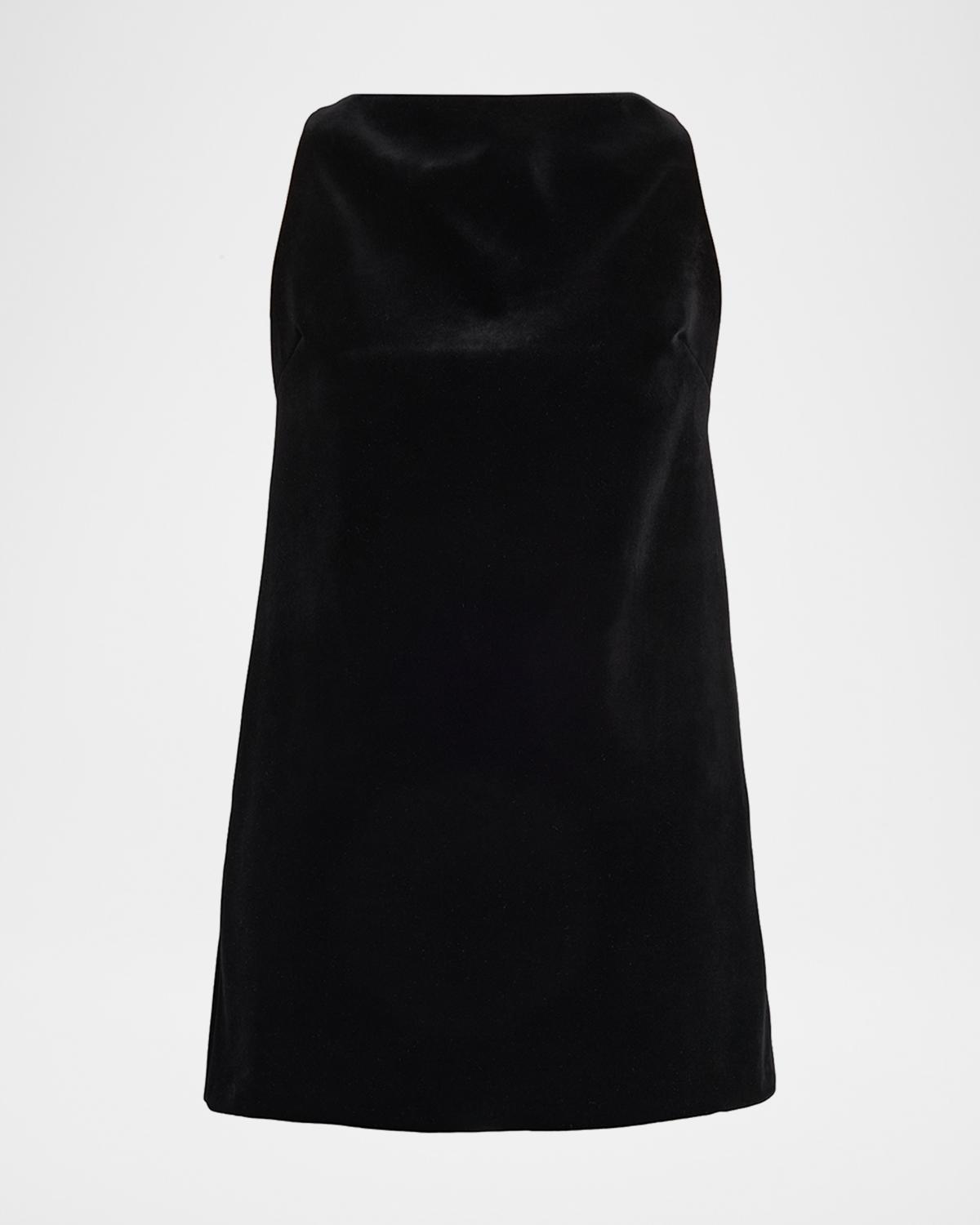 Brandon Maxwell Sable High-Neck Velvety Mini Dress