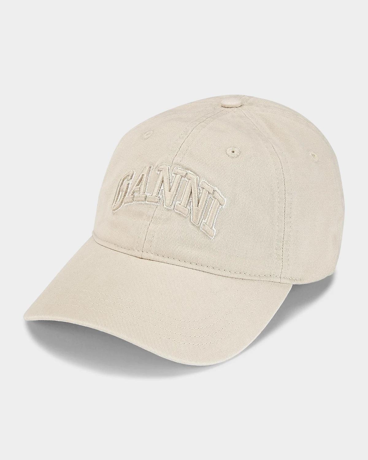 Ganni Washed Cotton Cotton Cap In Egret