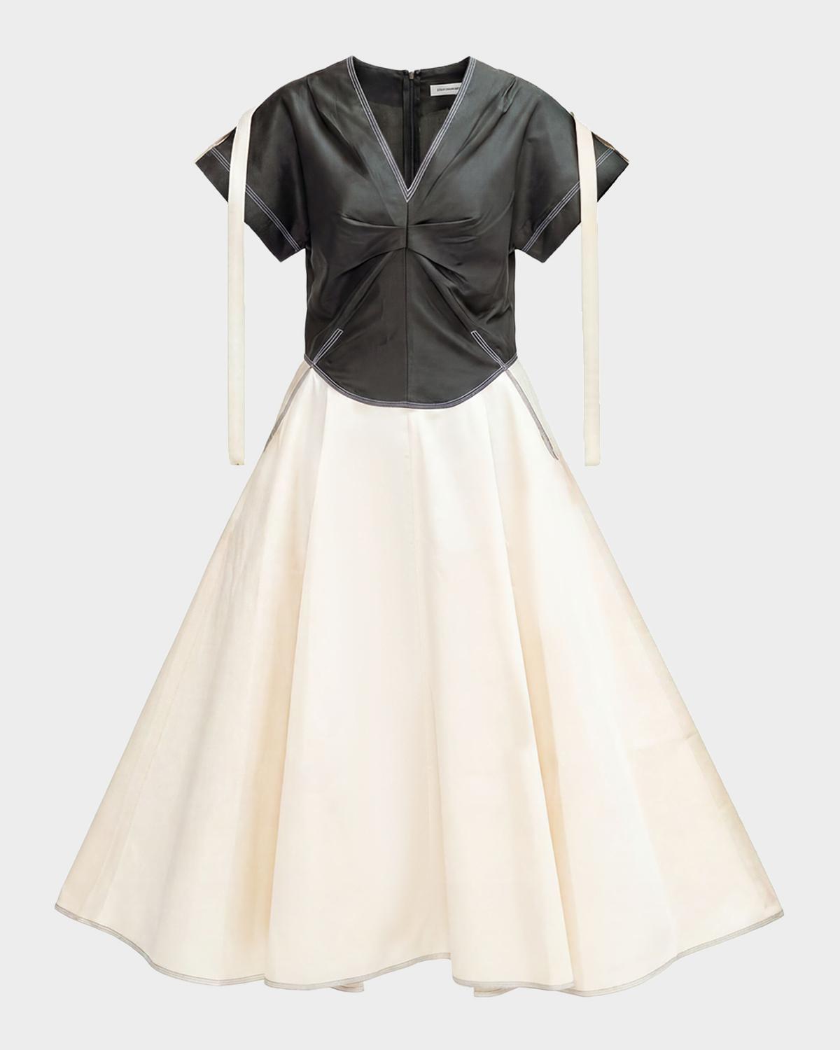 LOVEBIRDS Axis Two Tone A-Line Midi Dress