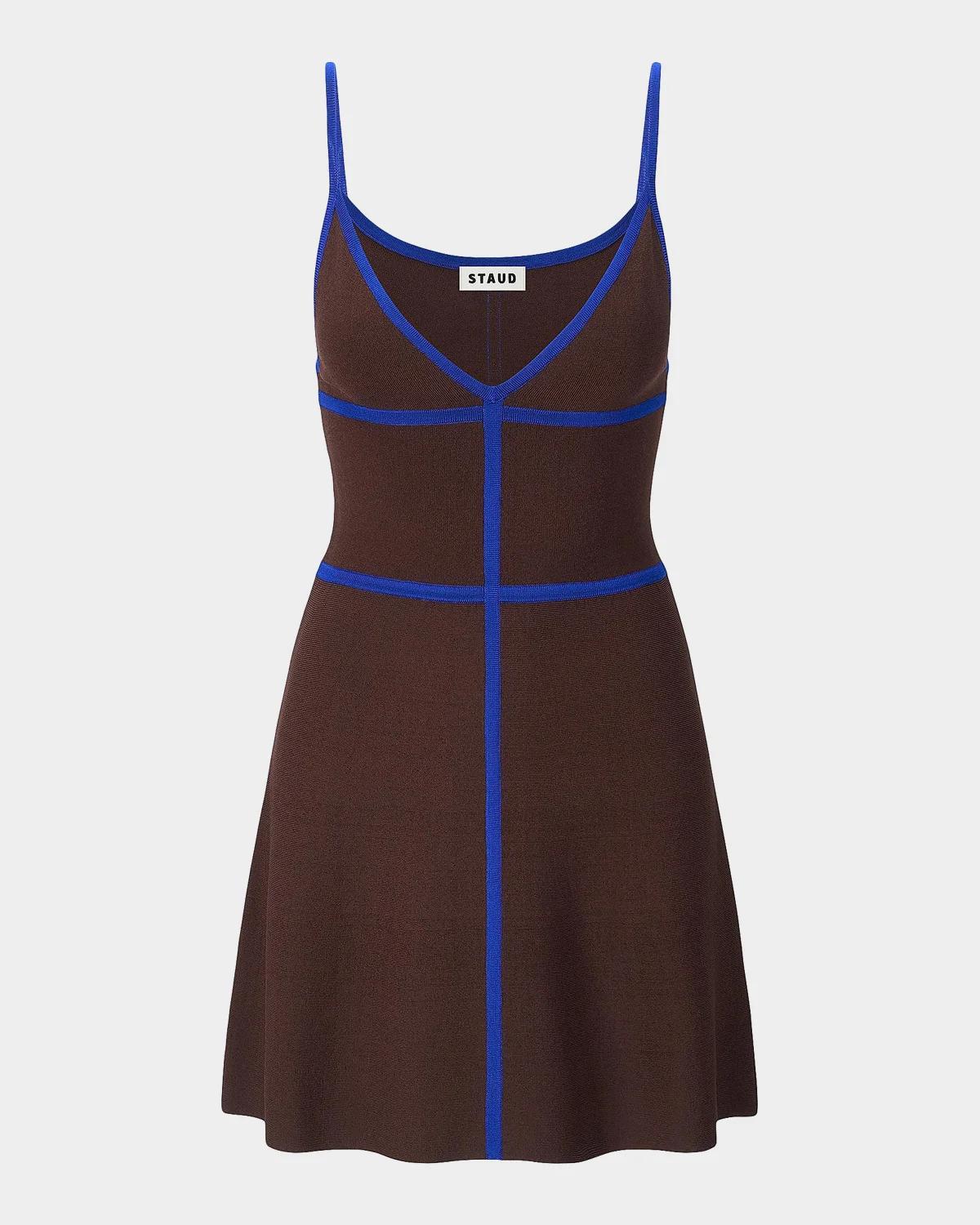 Staud Jaquelin Bonded Mini Dress In Espresso/c