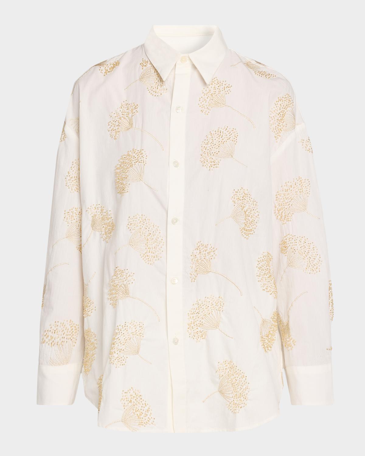 CISSA Beaded Botanical Oversized Shirt