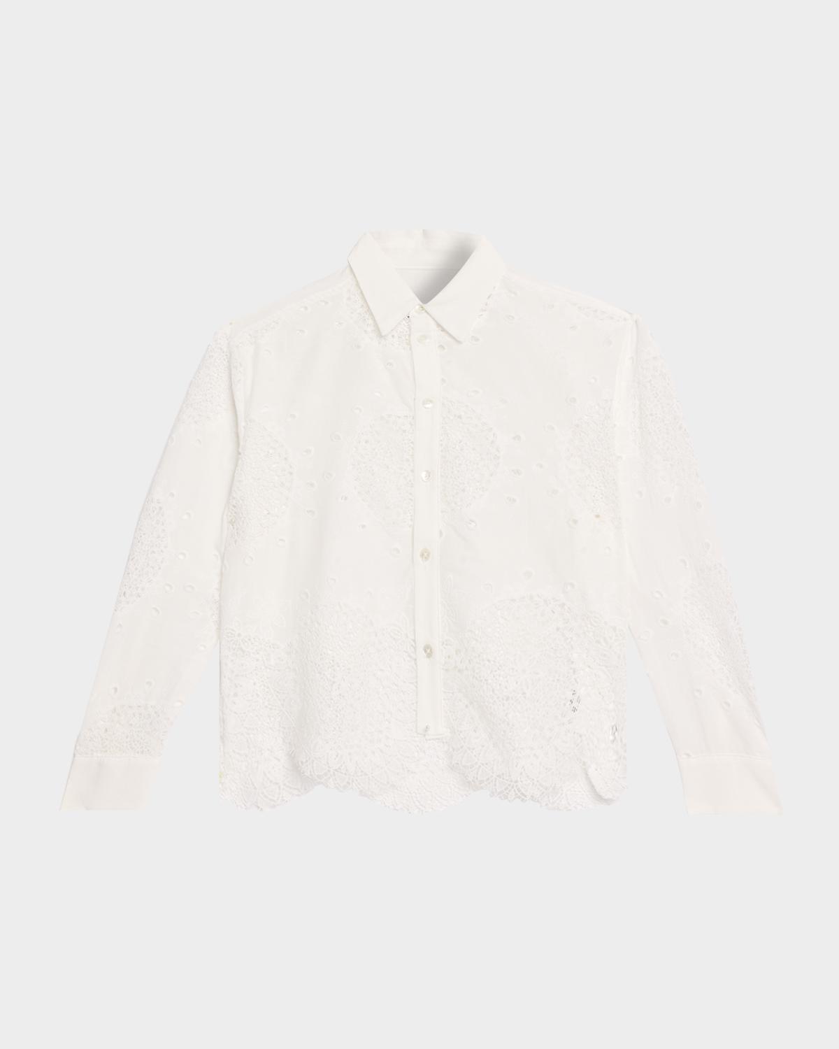 CISSA Eyelet Embroidered Button-Front Shirt