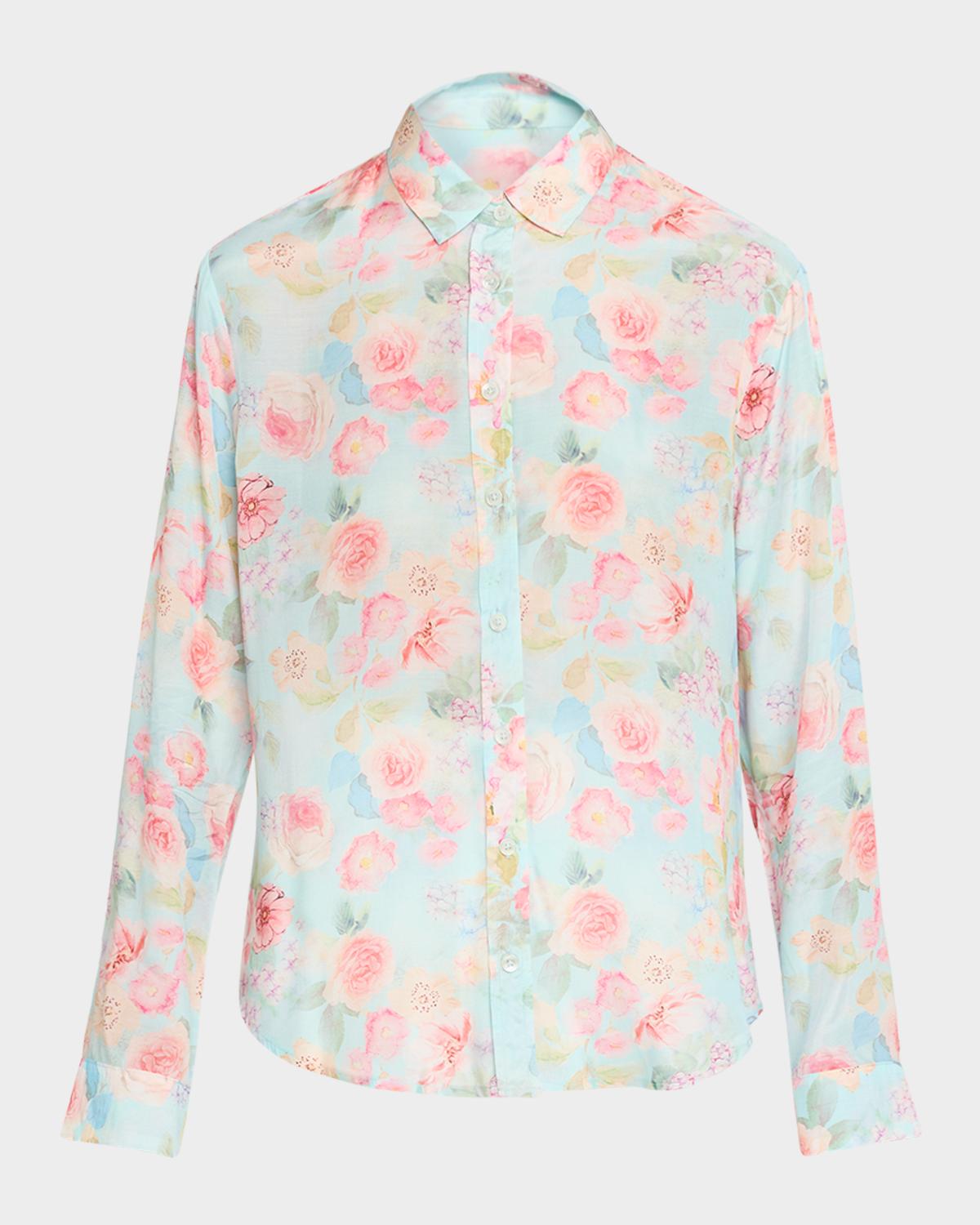 CISSA Floral Slim Button-Front Shirt