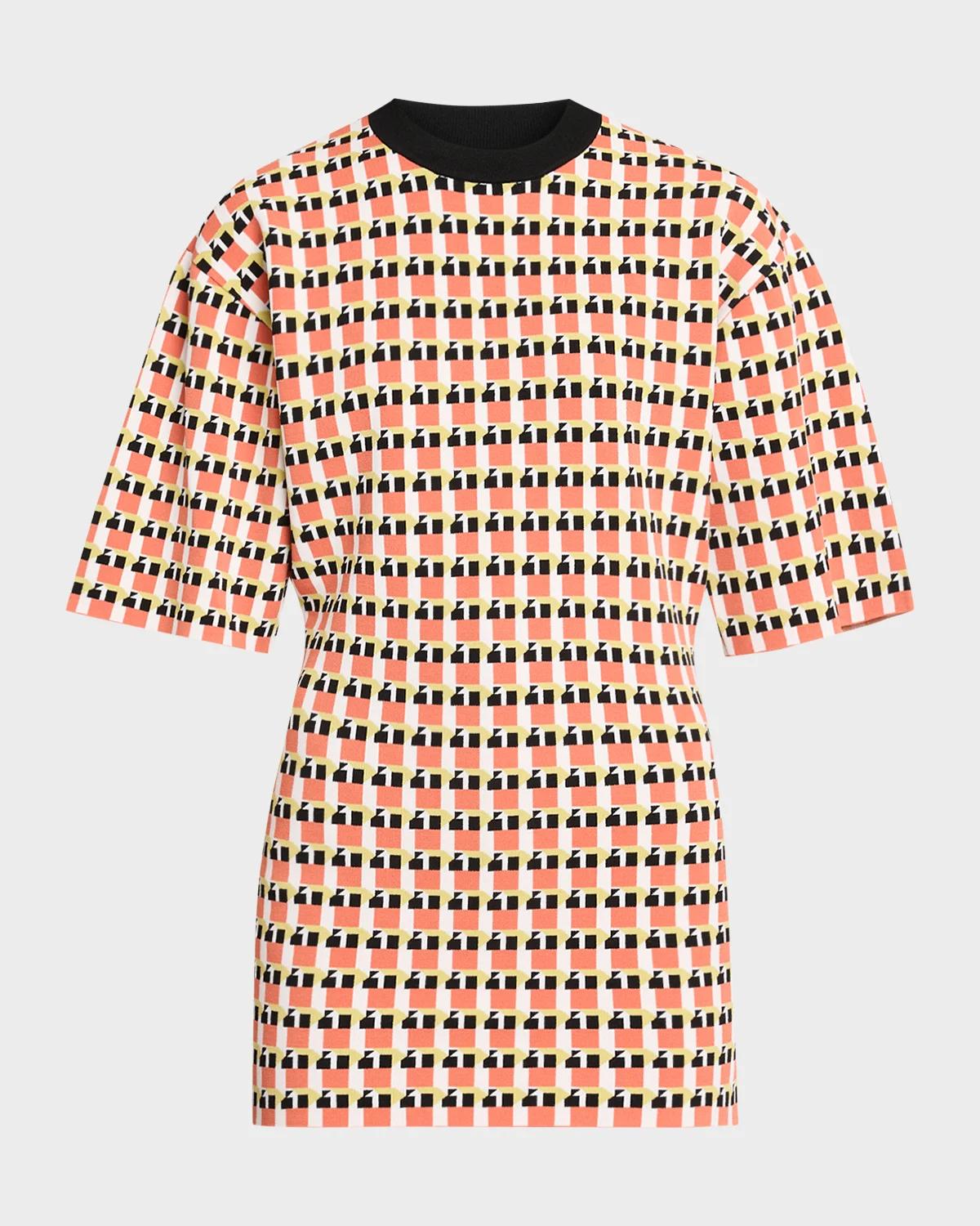 ZANKOV Francine Geo Compact Knit Short-Sleeve Top