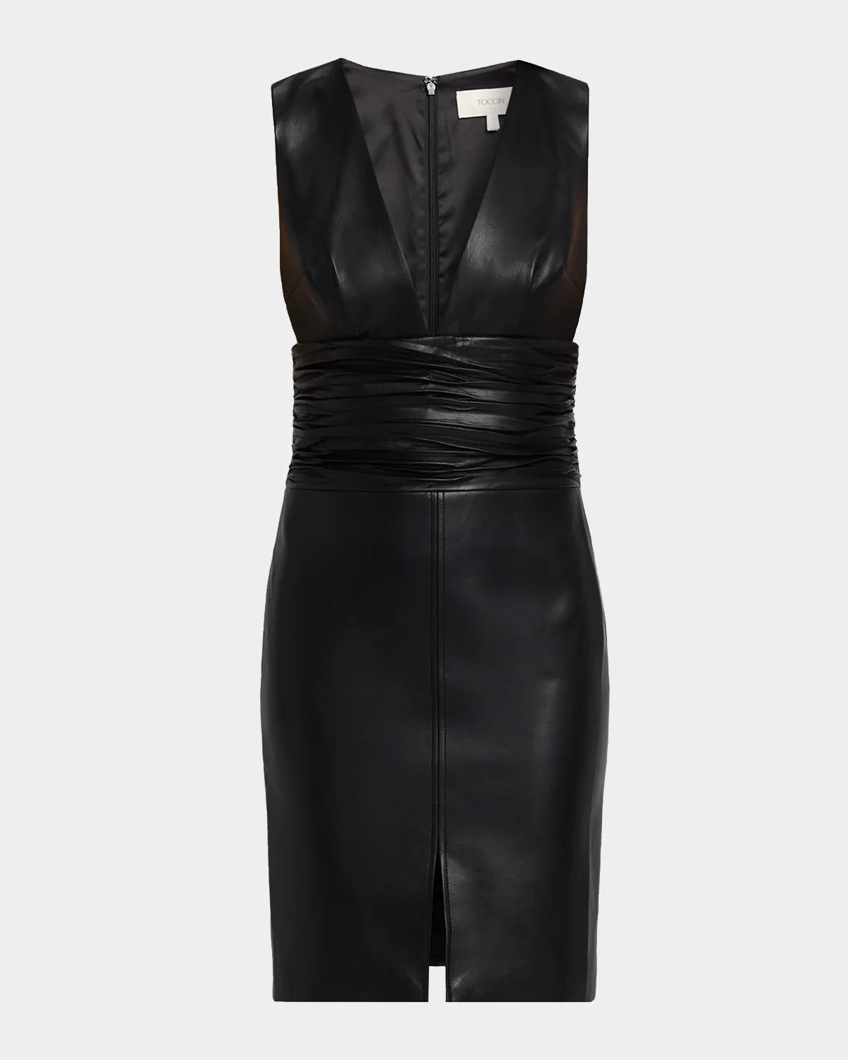 Toccin Dash Plunging Ruched Bodycon Mini Dress