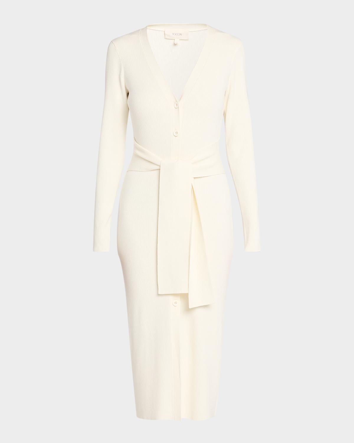 Toccin Lara Bodycon Rib Knit Midi Sweater Dress