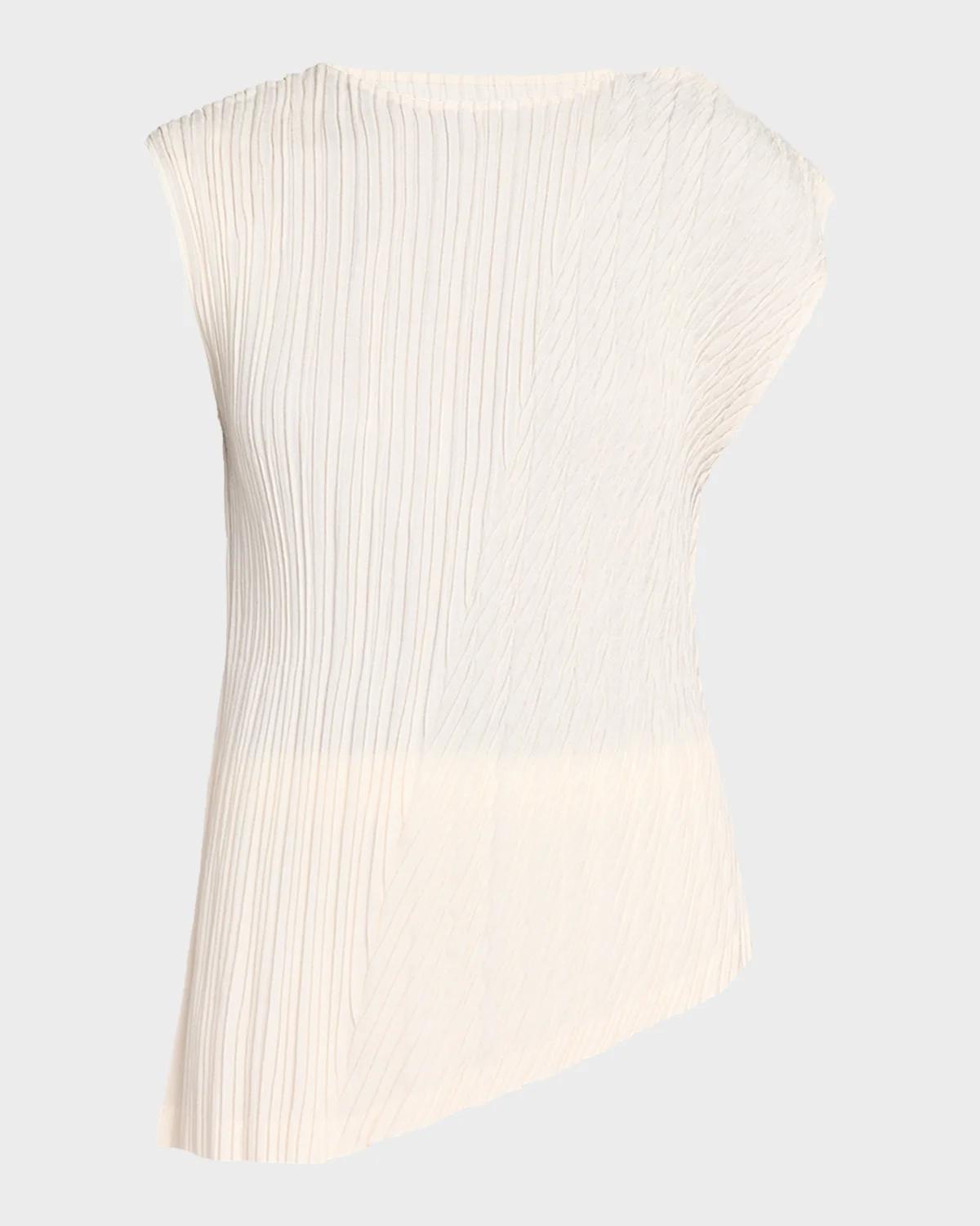 Issey Miyake Unfurling Pleats Sleeveless Asymmetric Top