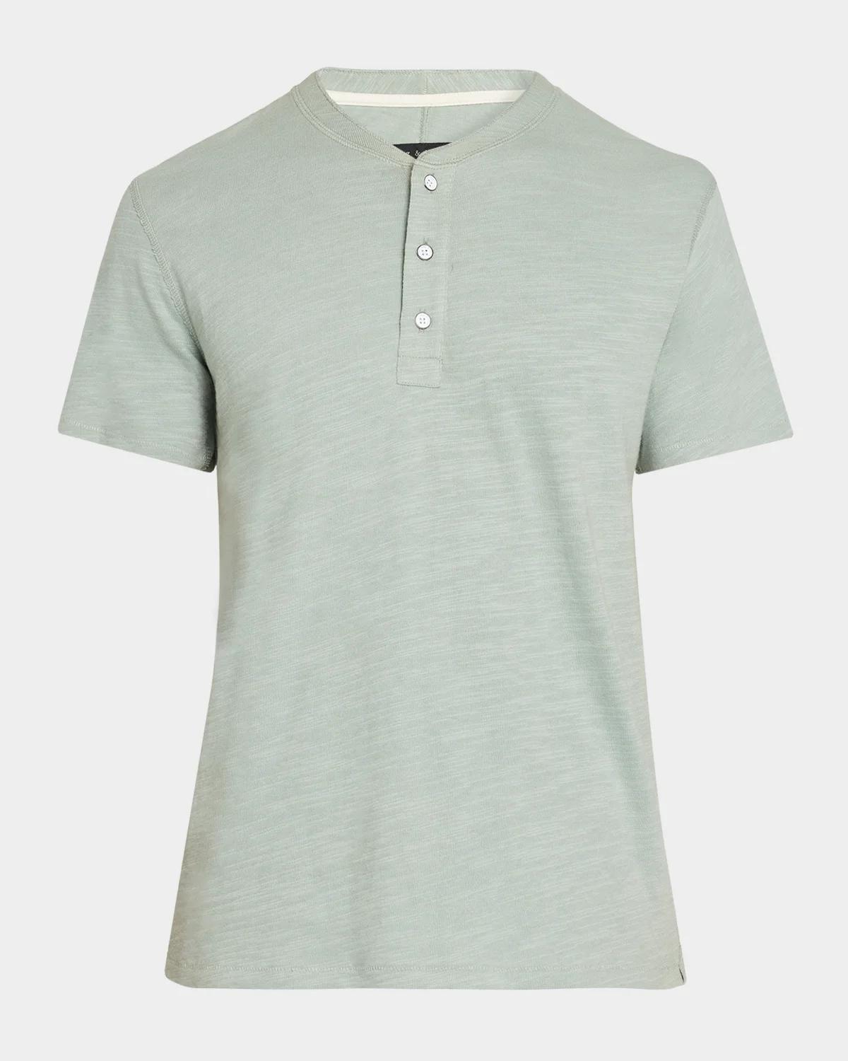 Rag & Bone Men & Apos;s Slubbed Cotton Henley T-shirt In Blue Grey