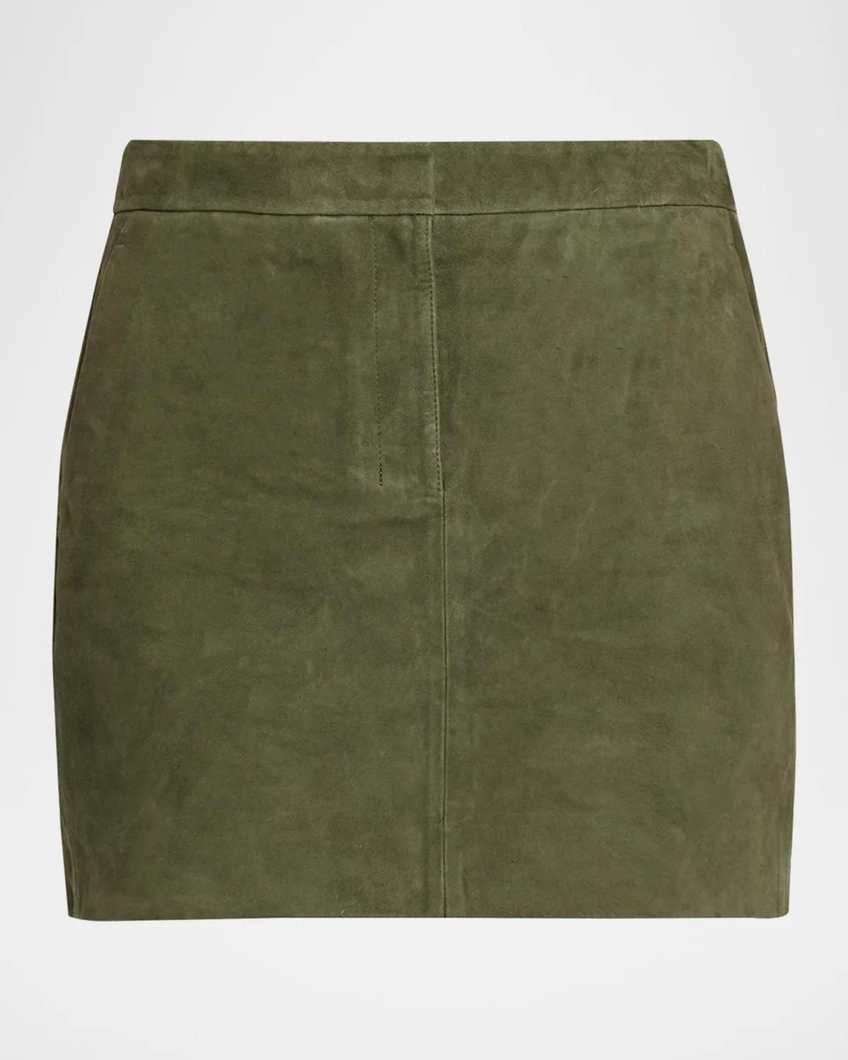 Low-Rise Suede Mini Trouser Skirt