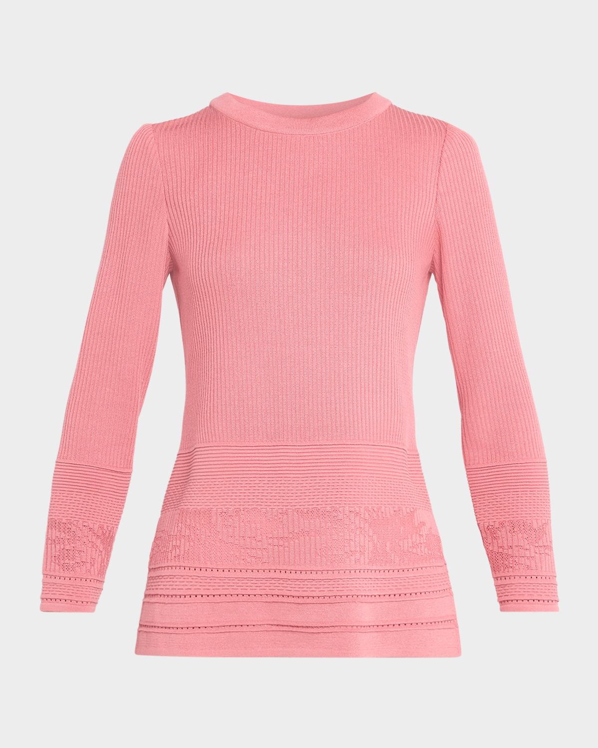 Misook Pointelle Knit Ribbed Tunic
