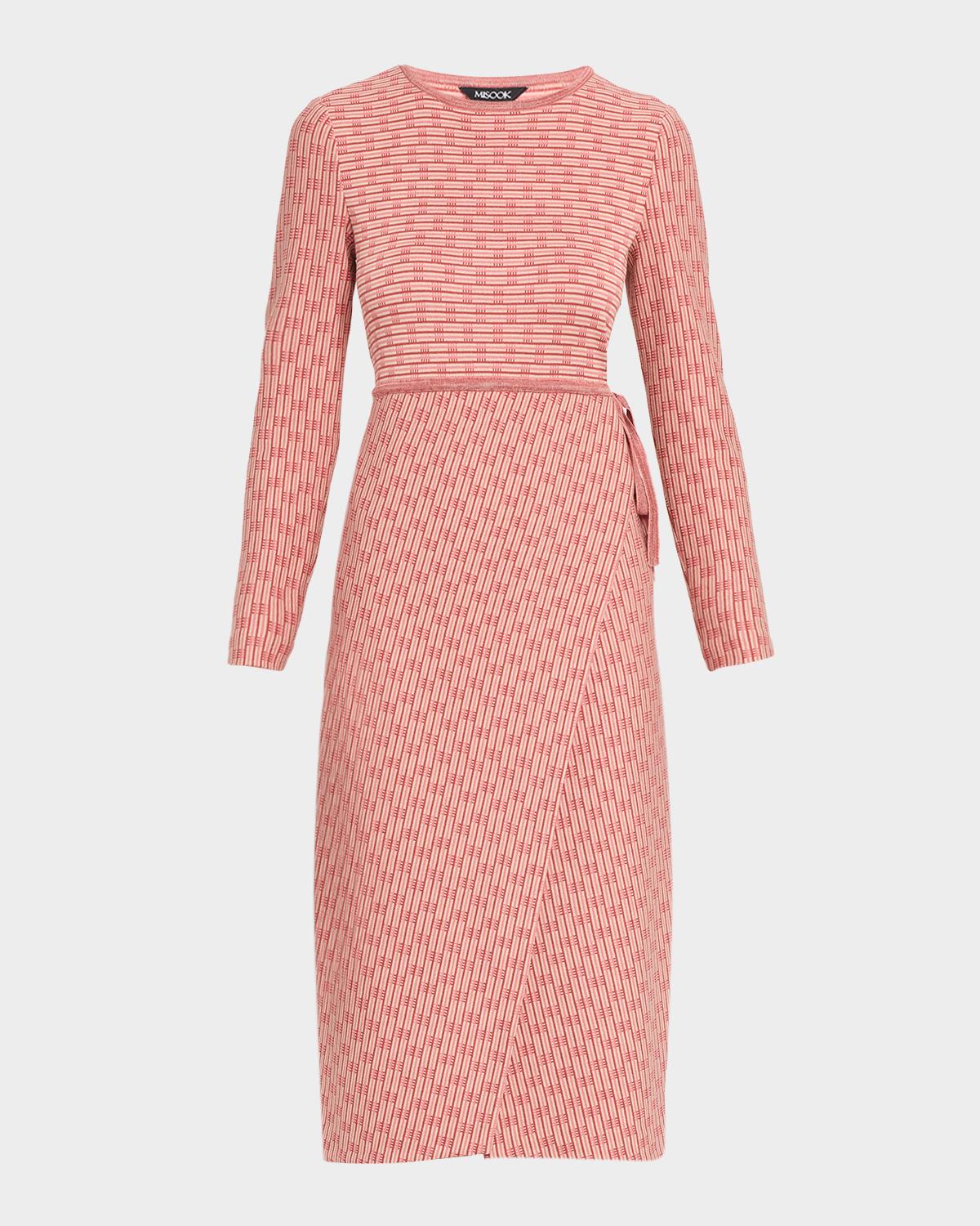 Misook Geometric Knit Wrap Midi Dress