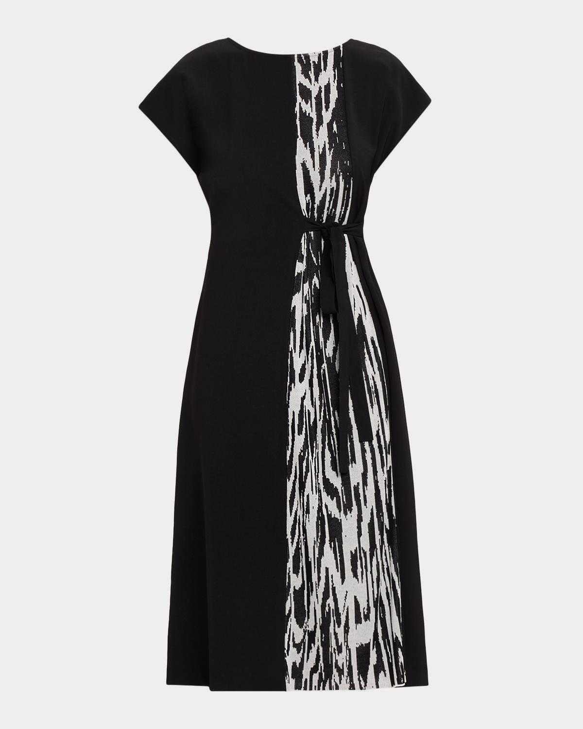 Misook Ikat Belted Knee-Length Dress
