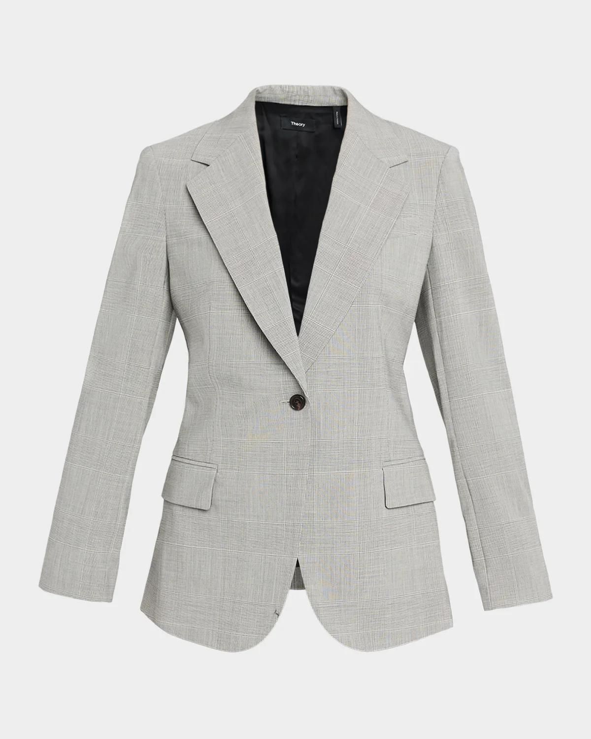 Theory Lynnia Stretch Wool Blazer In Grey Multi