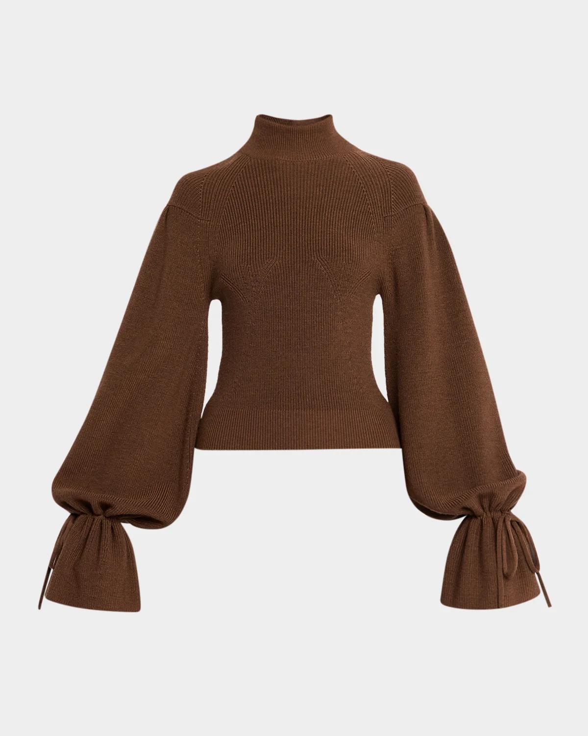 Ulla Johnson Camille Tie-Cuff Ribbed Sweater