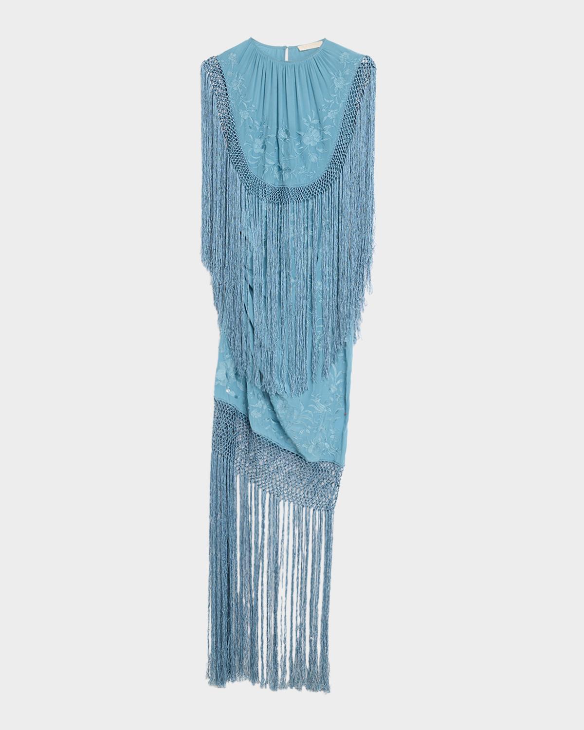 Ulla Johnson Nerine Floral Silk Fringe Dress