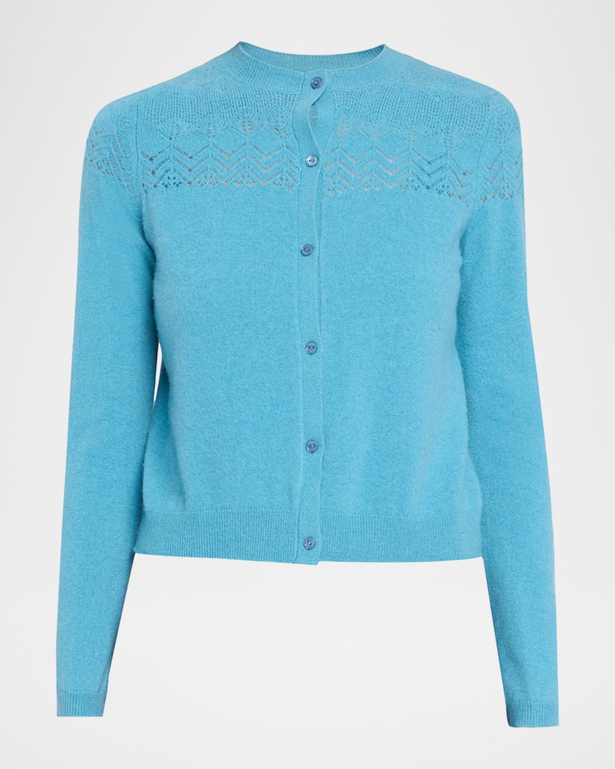 Ulla Johnson Cassia Pointelle Knit Crewneck Cardigan
