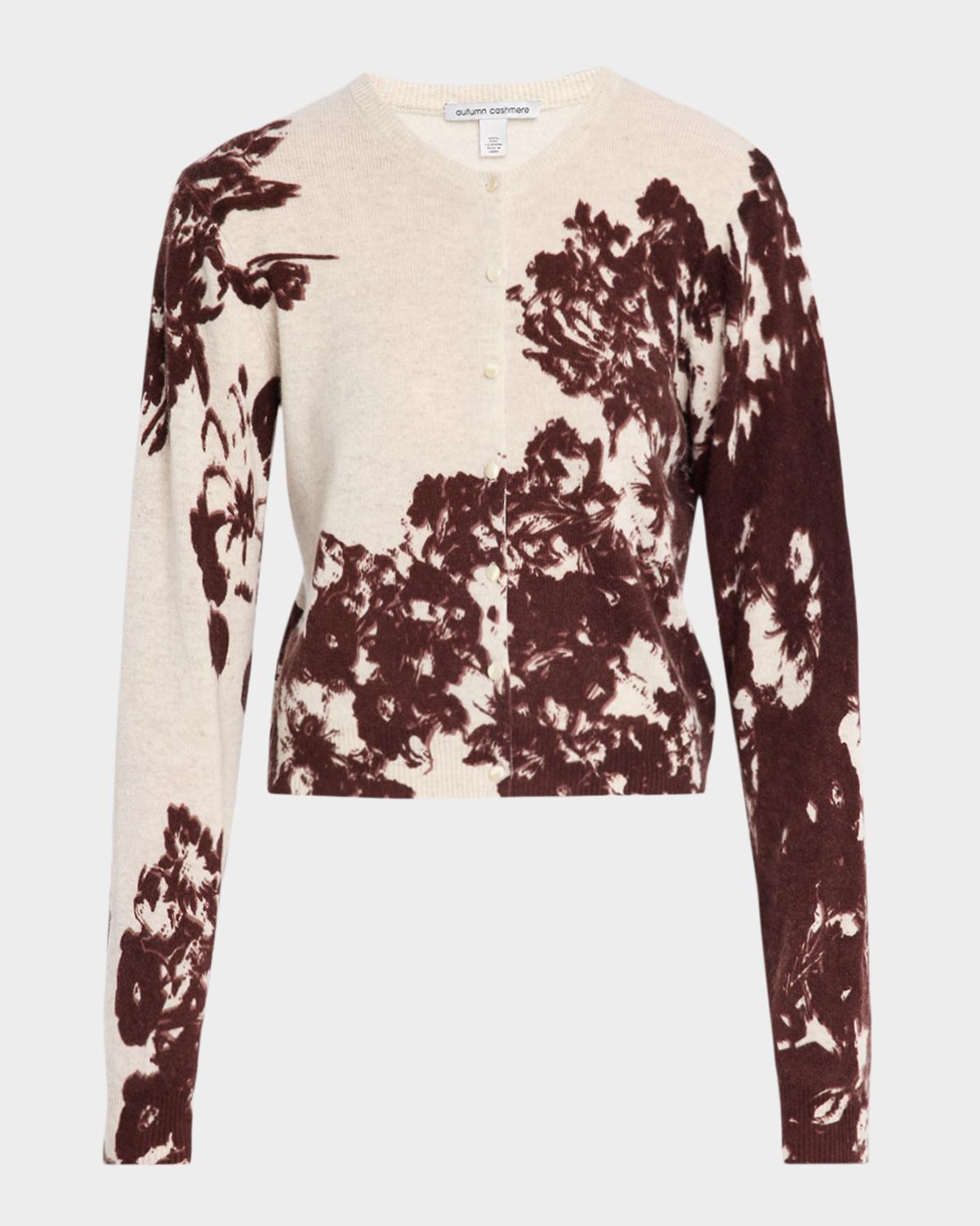 Autumn Cashmere Cashmere Floral-Print Cardigan