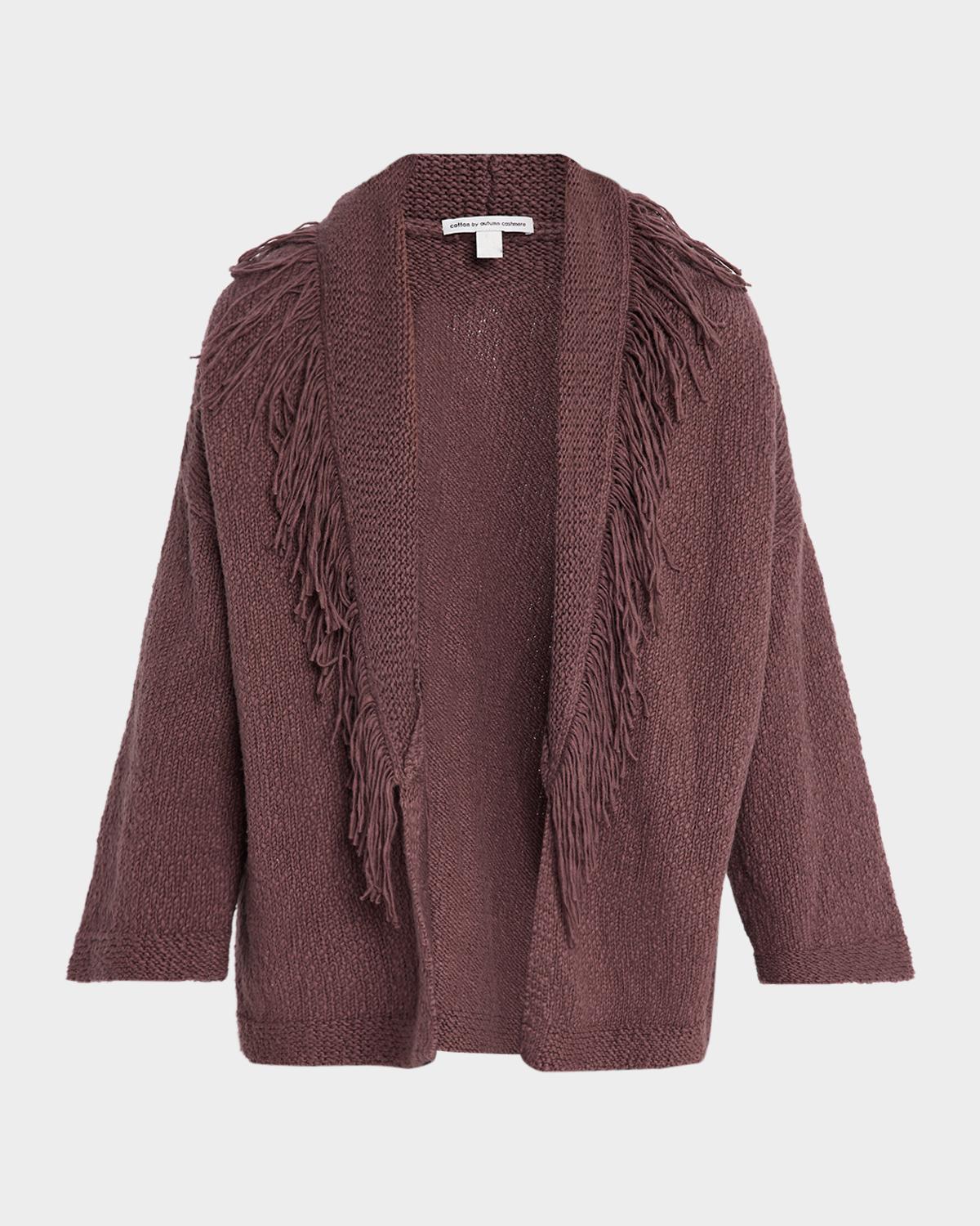 Autumn Cashmere Fringe-Trim Cotton Knit Cardigan