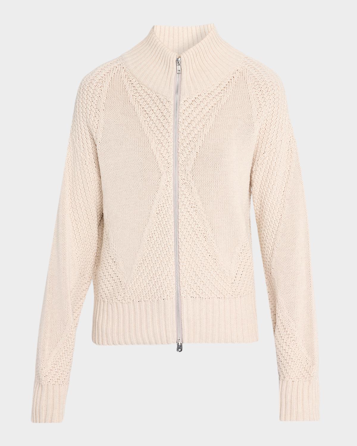 Autumn Cashmere Diamond Mixed-Stitch Mock Turtleneck Sweater