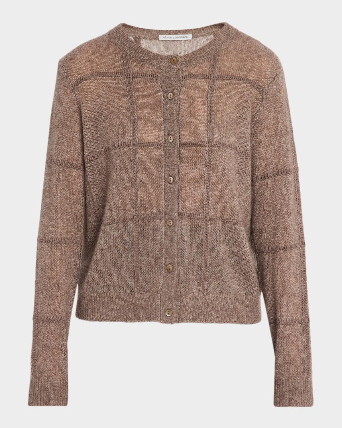 Autumn Cashmere Cashmere Windowpane Crewneck Cardigan