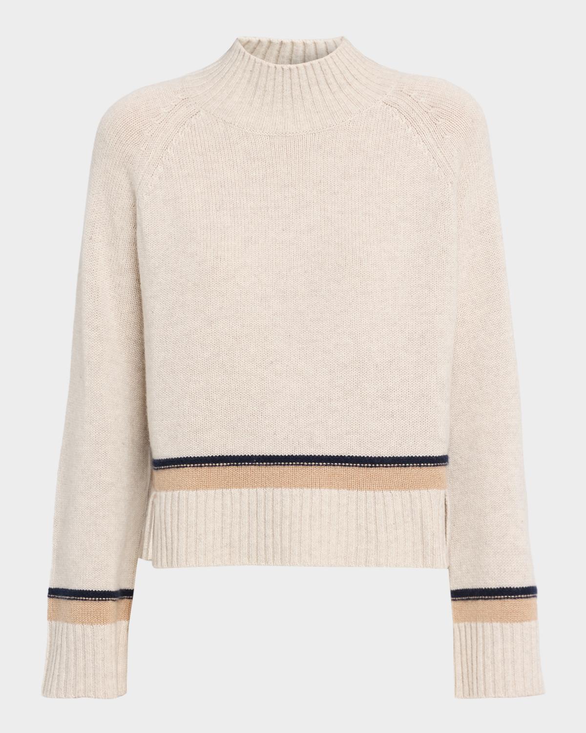Autumn Cashmere Cashmere Striped Mock-Neck Sweater