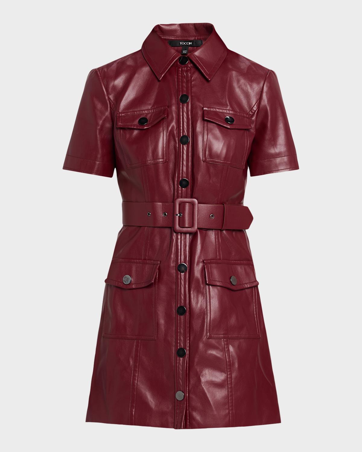 Toccin Lydia Belted Short-Sleeve Mini Dress