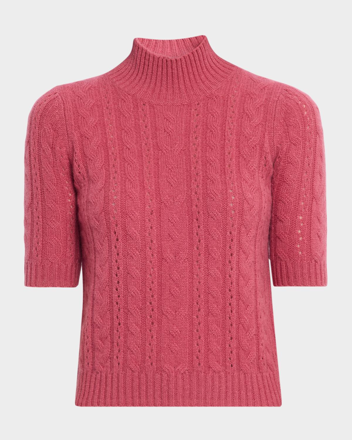 Neiman Marcus Cable-Knit Shrunken Cashmere Sweater