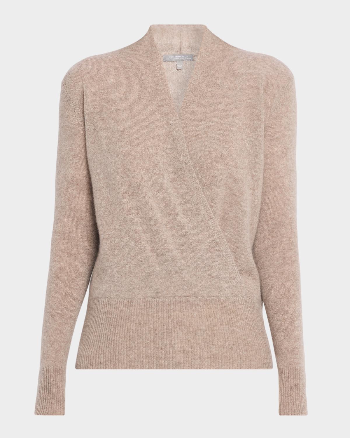 Neiman Marcus Wrap-Front Cashmere Top