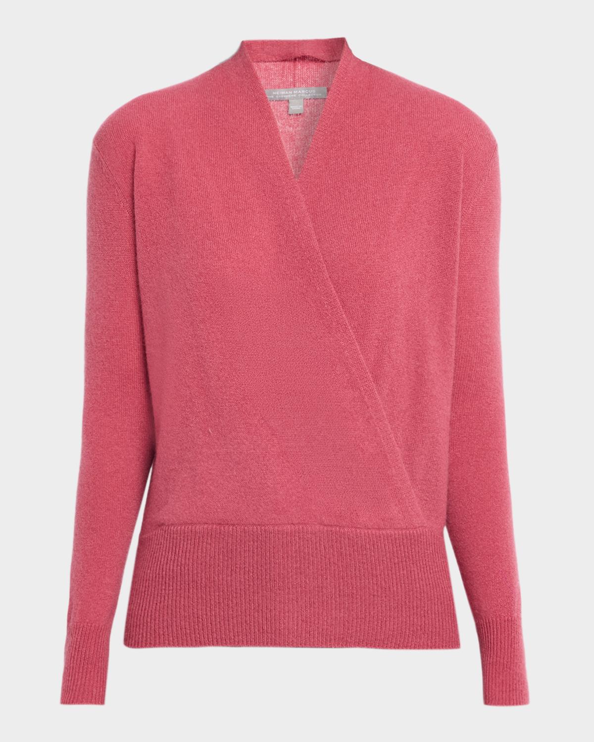 Neiman Marcus Wrap-Front Cashmere Top