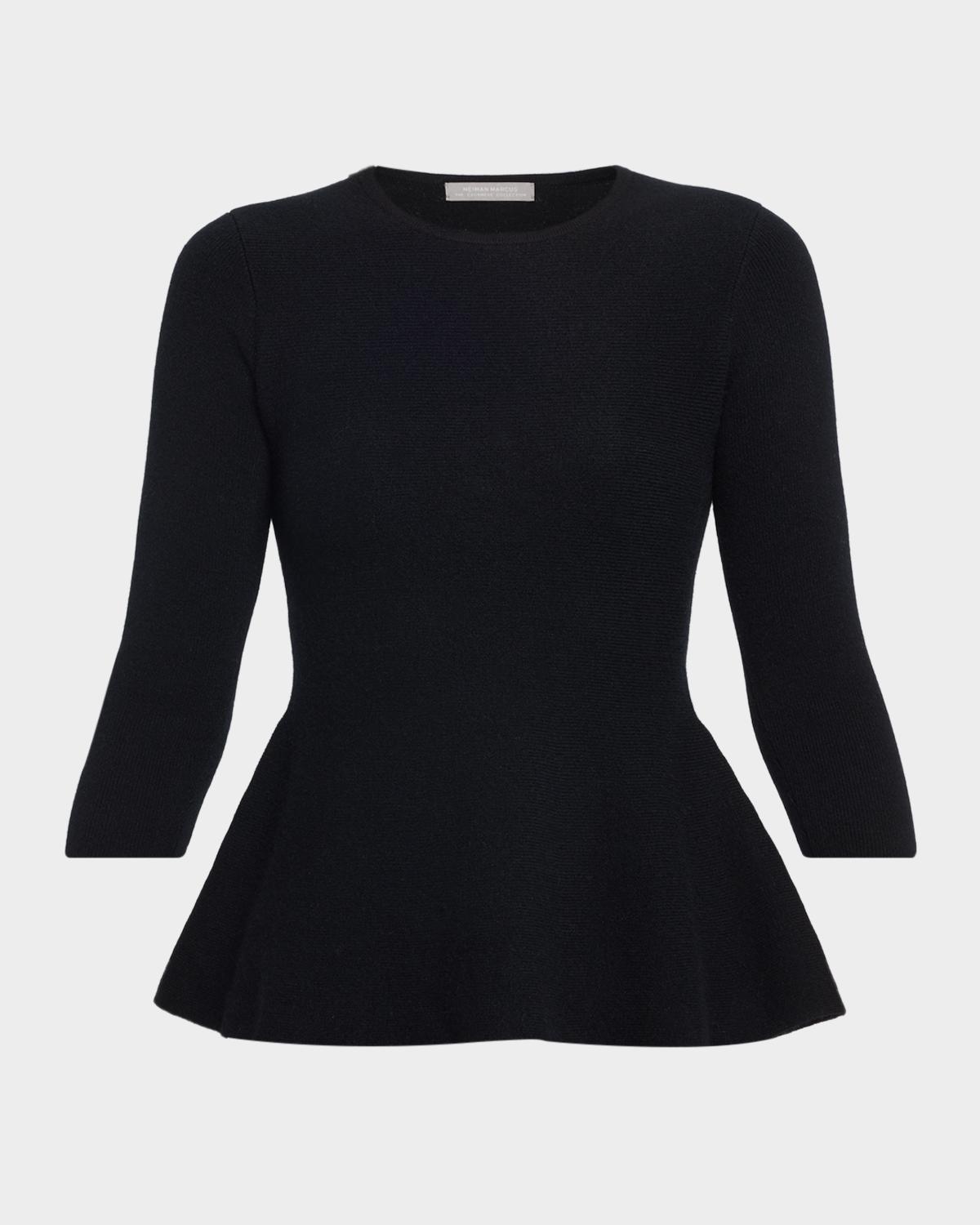 Neiman Marcus Cashmere Peplum Top