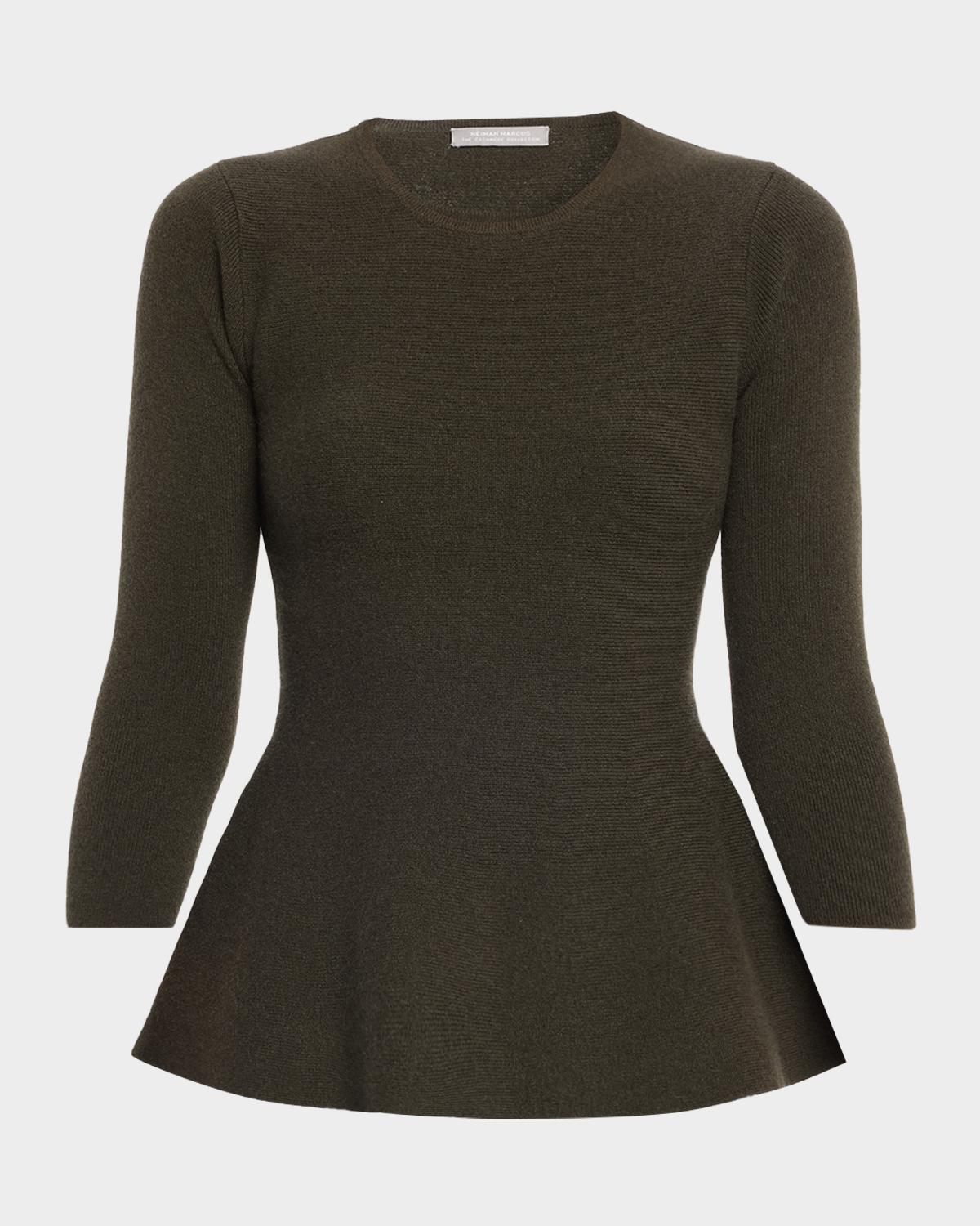 Neiman Marcus Cashmere Peplum Top