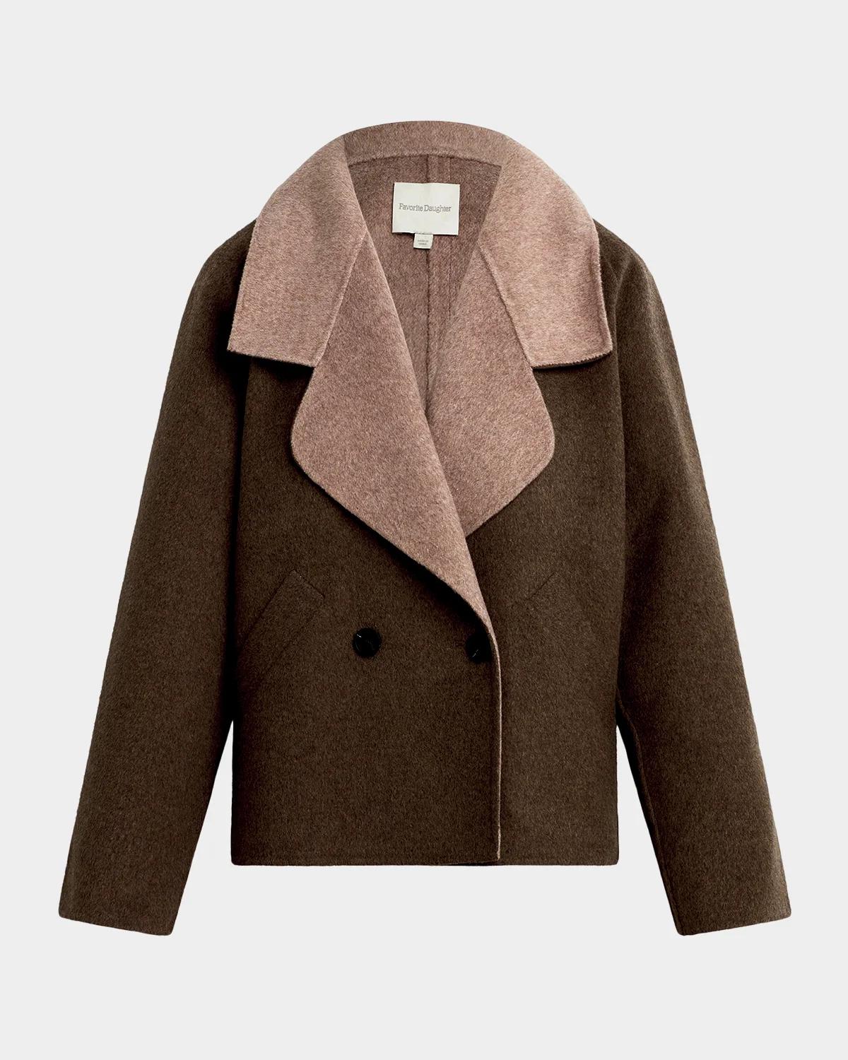 Favorite Daughter The Cameron Two-tone Coat In Stone