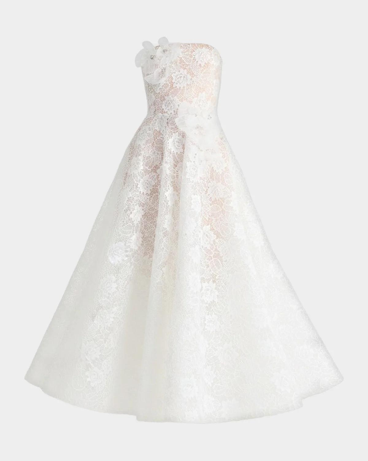 Helsi Sophie Strapless Floral Lace Gown In Off White