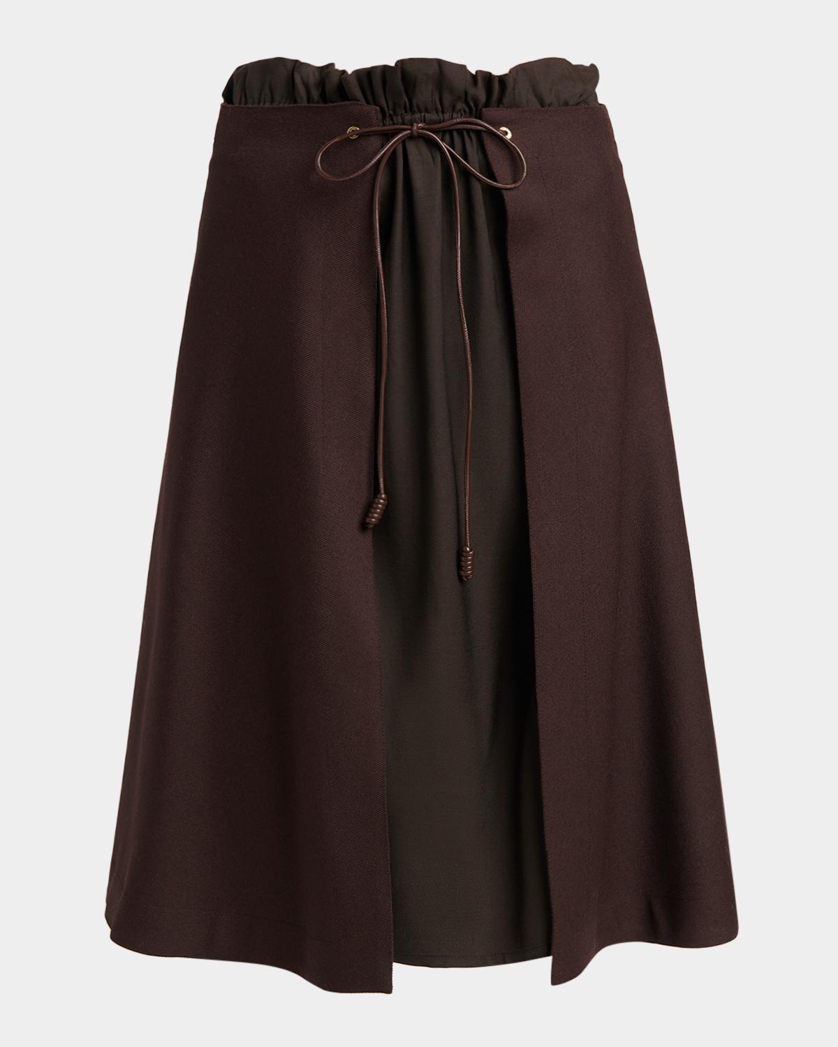 Moncler Layered Paperbag Midi Skirt
