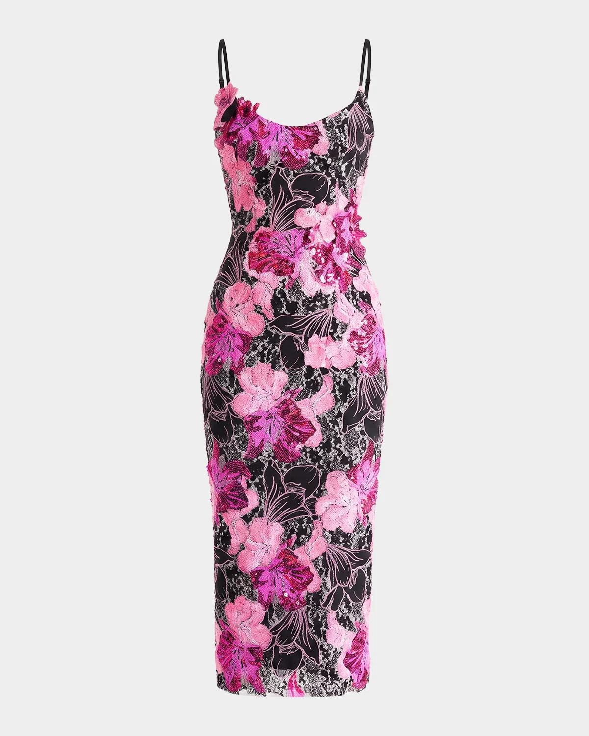 HELSI Emilia Sequin Floral Bodycon Midi Dress