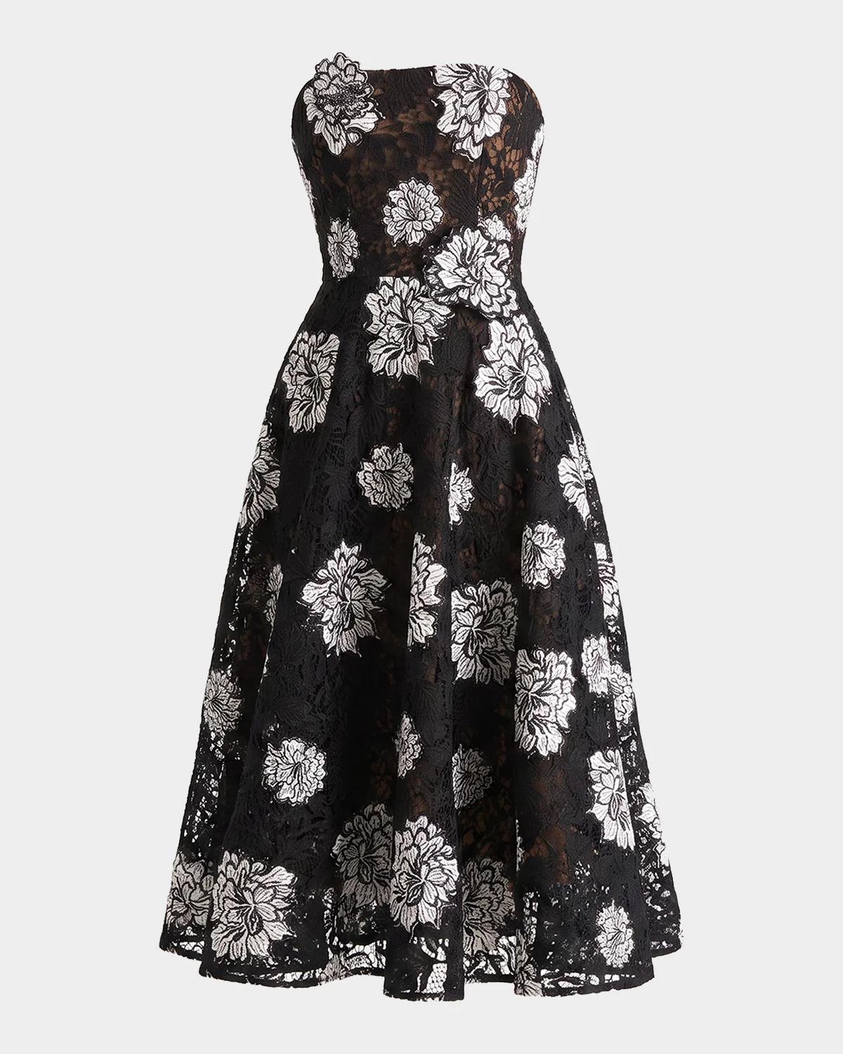 HELSI Cassandra Strapless Floral Lace Midi Dress