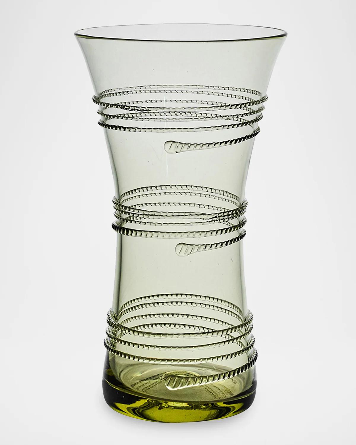 Juliska Ella Updated Traditional Green Glass Corset Vase - 9"