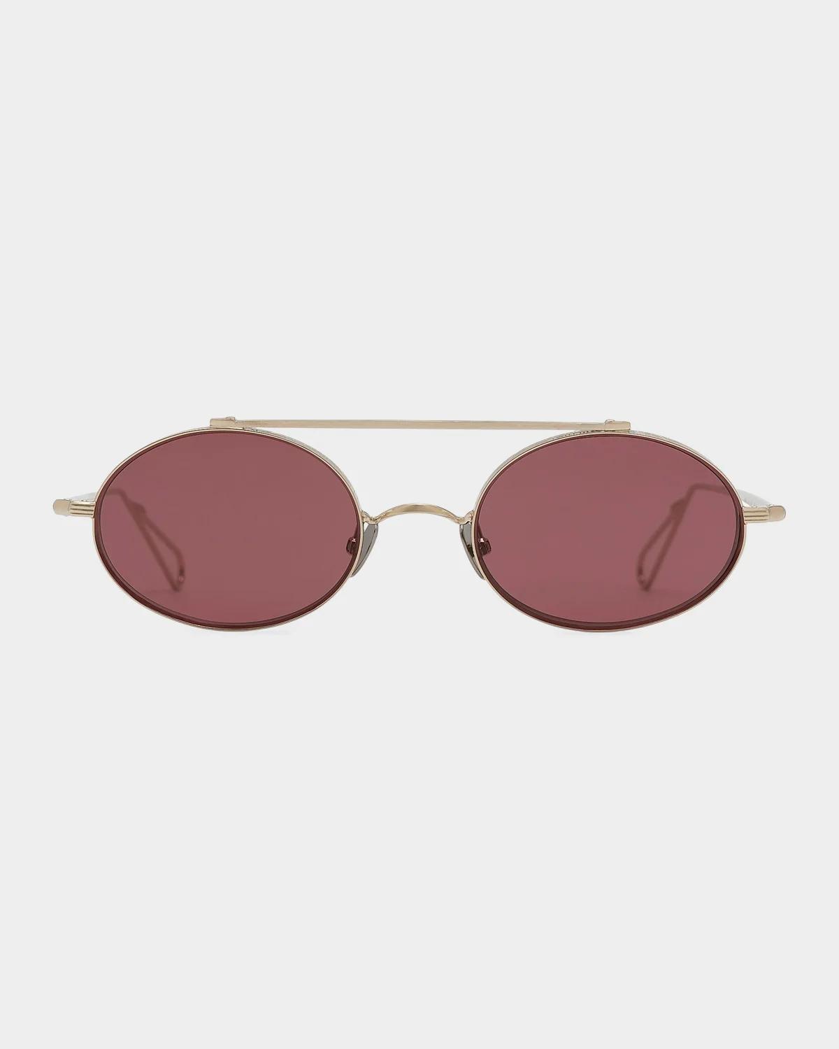 Ahlem Turbigo 50mm Oval Sunglasses In Grey Gold