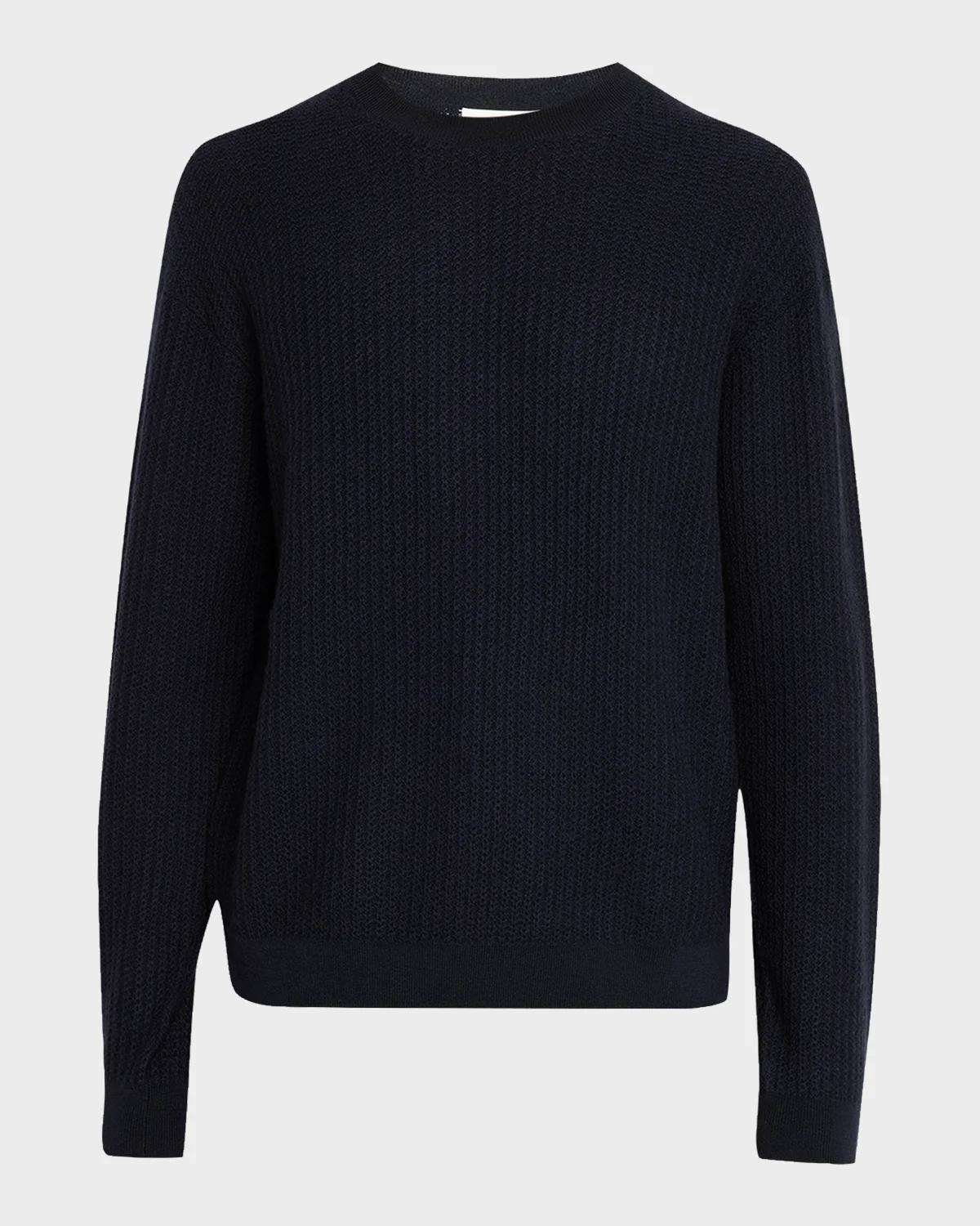 Frame Textured Wool Crewneck Sweater In Blue