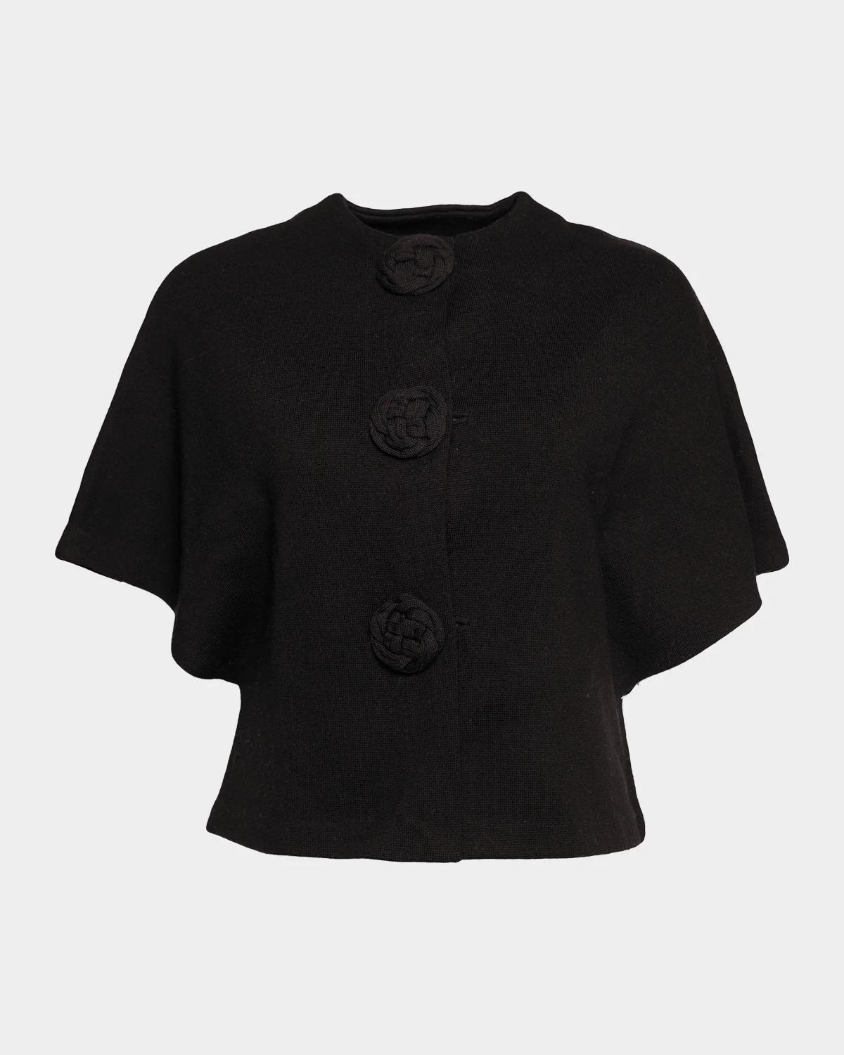 Frances Valentine Carnegie Floral Applique Wool Shrug