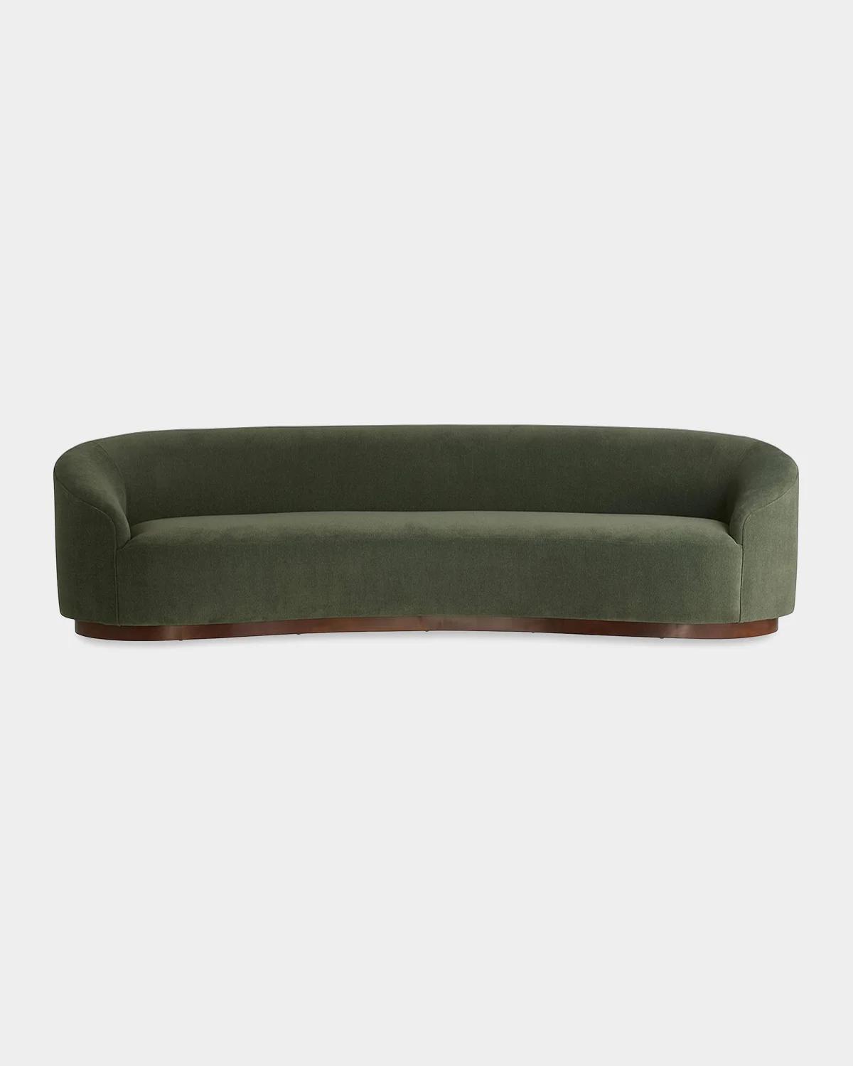 Turner Chenille &amp; Walnut Base Curved Sofa