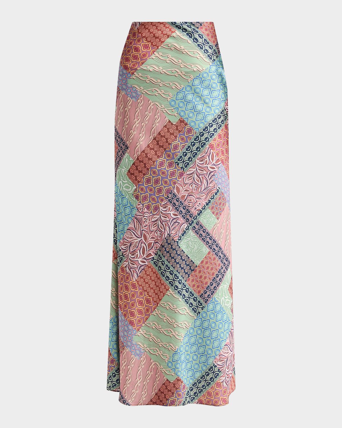 MISA Los Angeles Sienna Printed Bias-Cut Maxi Skirt